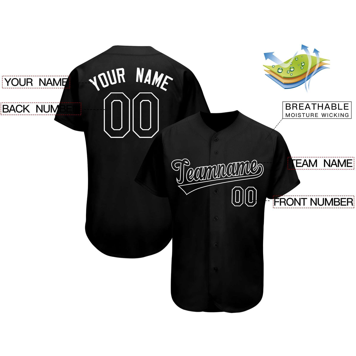 Custom Black Team Classic Style Authentic Baseball Jersey| KXKSHOP