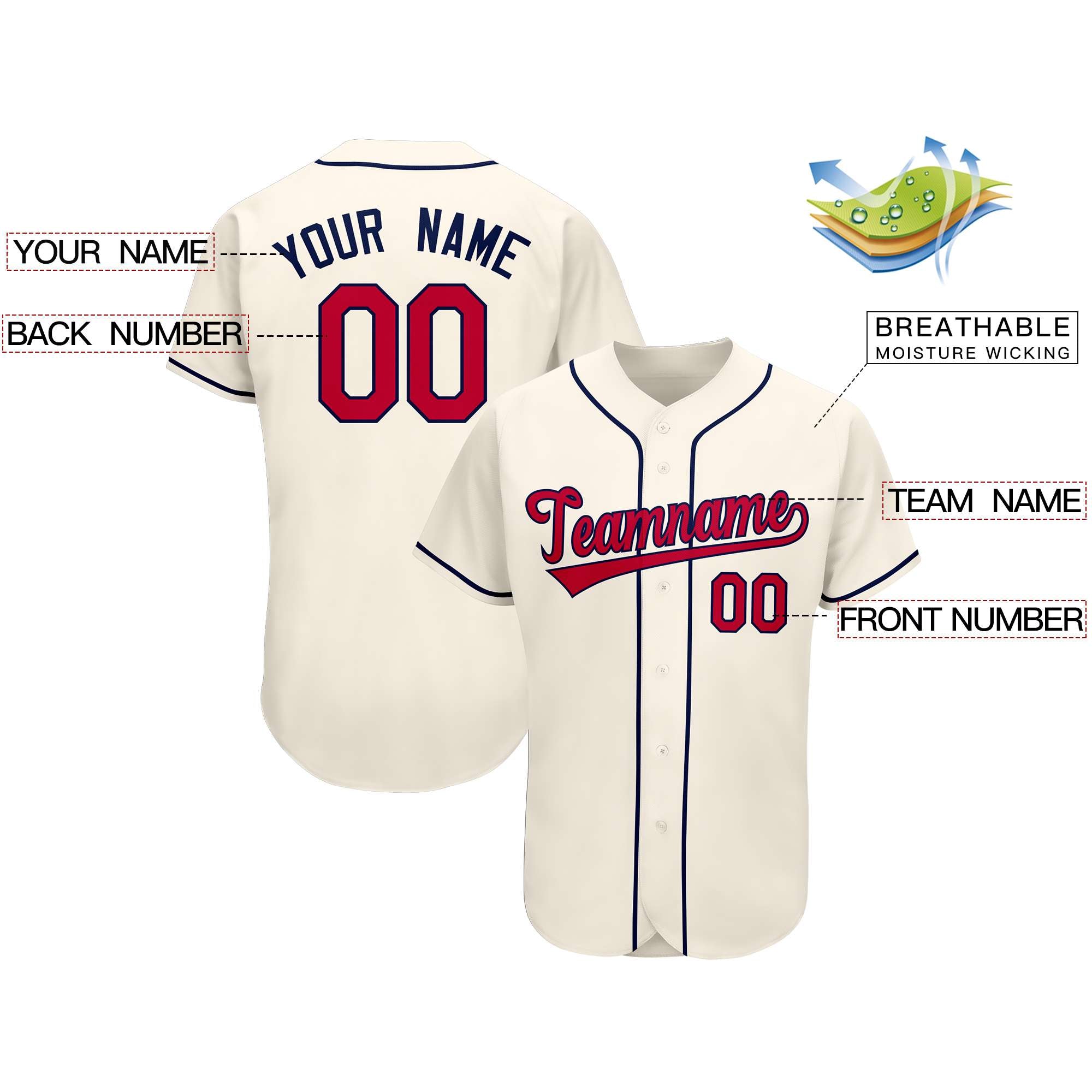 Custom Cream Team Classic Style Authentic Baseball Jersey| KXKSHOP