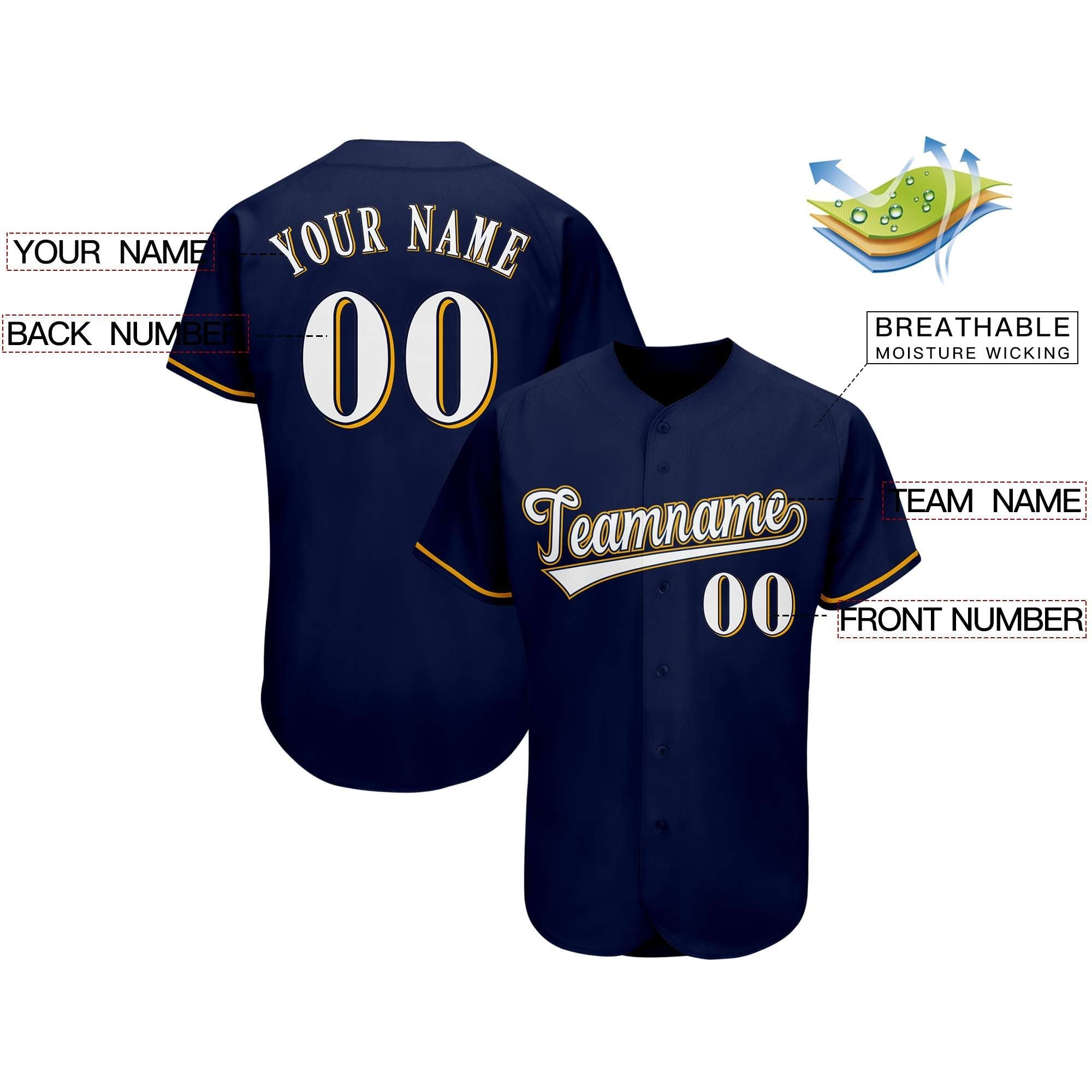 Custom Navy Team Classic Style Authentic Baseball Jersey| KXKSHOP