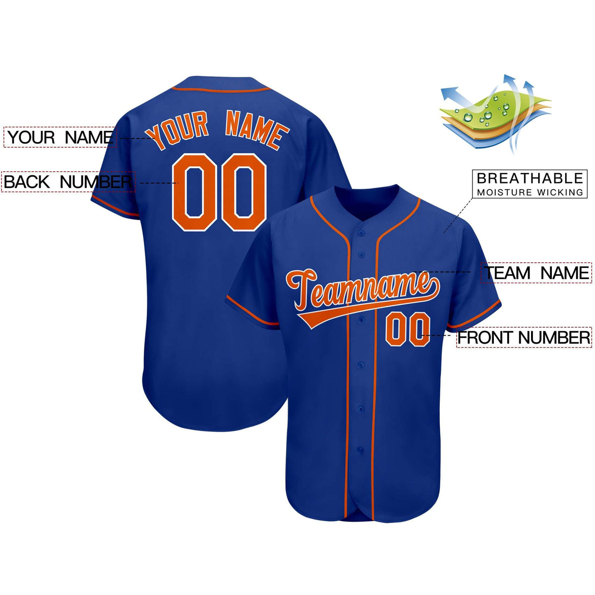 Custom Royal Team Classic Style Authentic Baseball Jersey| KXKSHOP