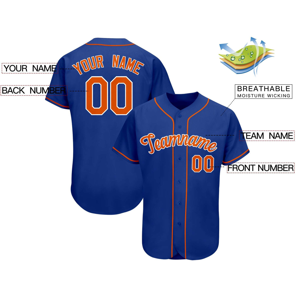 Custom Royal Team Classic Style Authentic Baseball Jersey| KXKSHOP