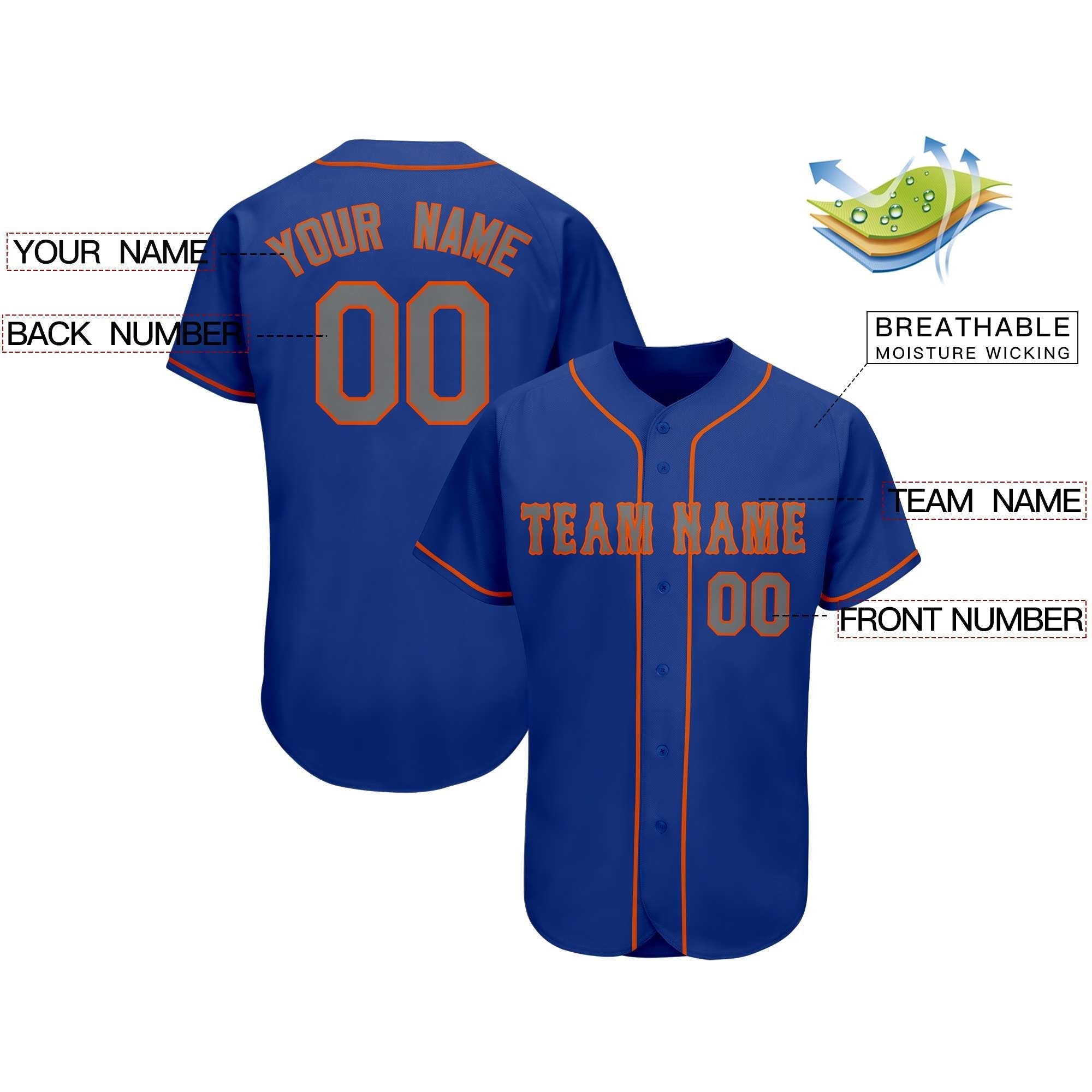 Custom Royal Team Classic Style Authentic Baseball Jersey| KXKSHOP