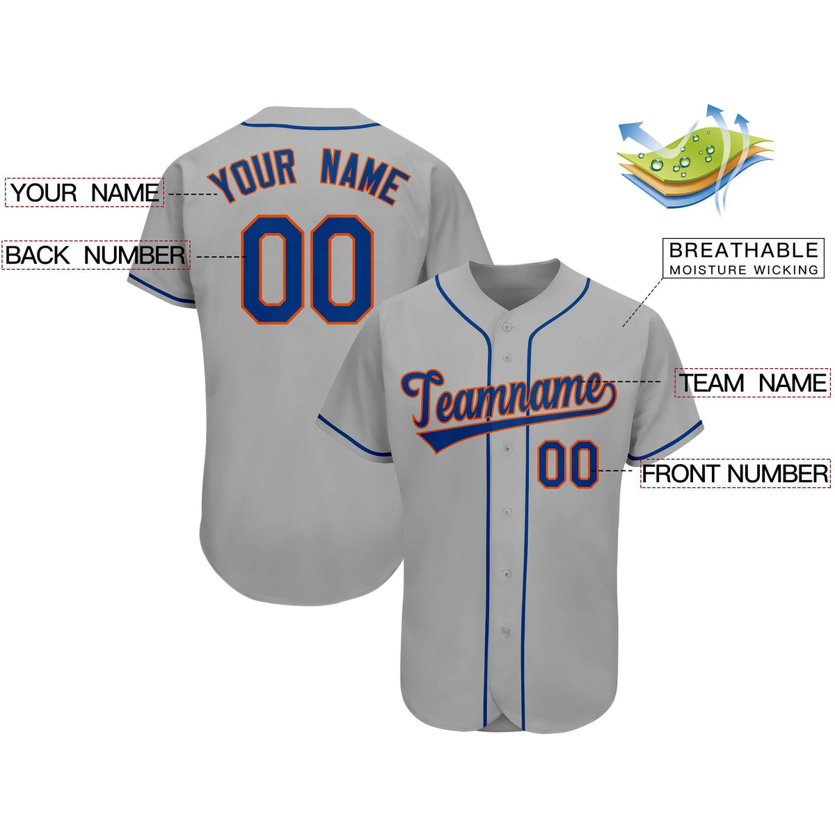 Custom Gray Team Classic Style Authentic Baseball Jersey| KXKSHOP