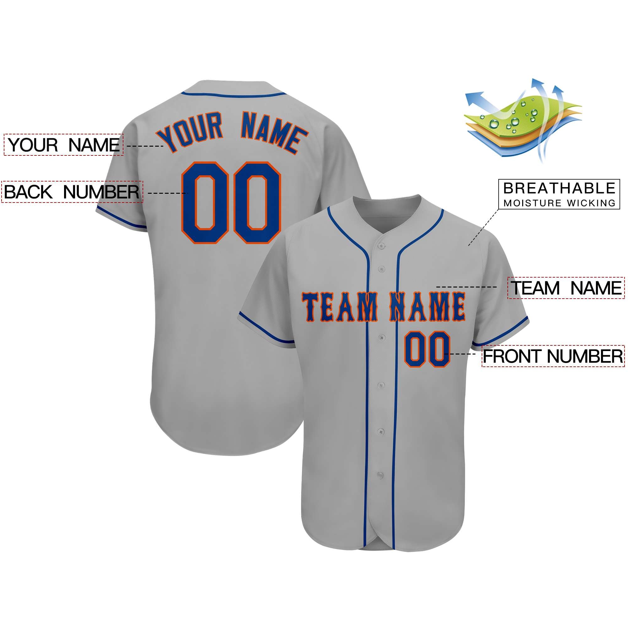 Custom Gray Team Classic Style Authentic Baseball Jersey| KXKSHOP