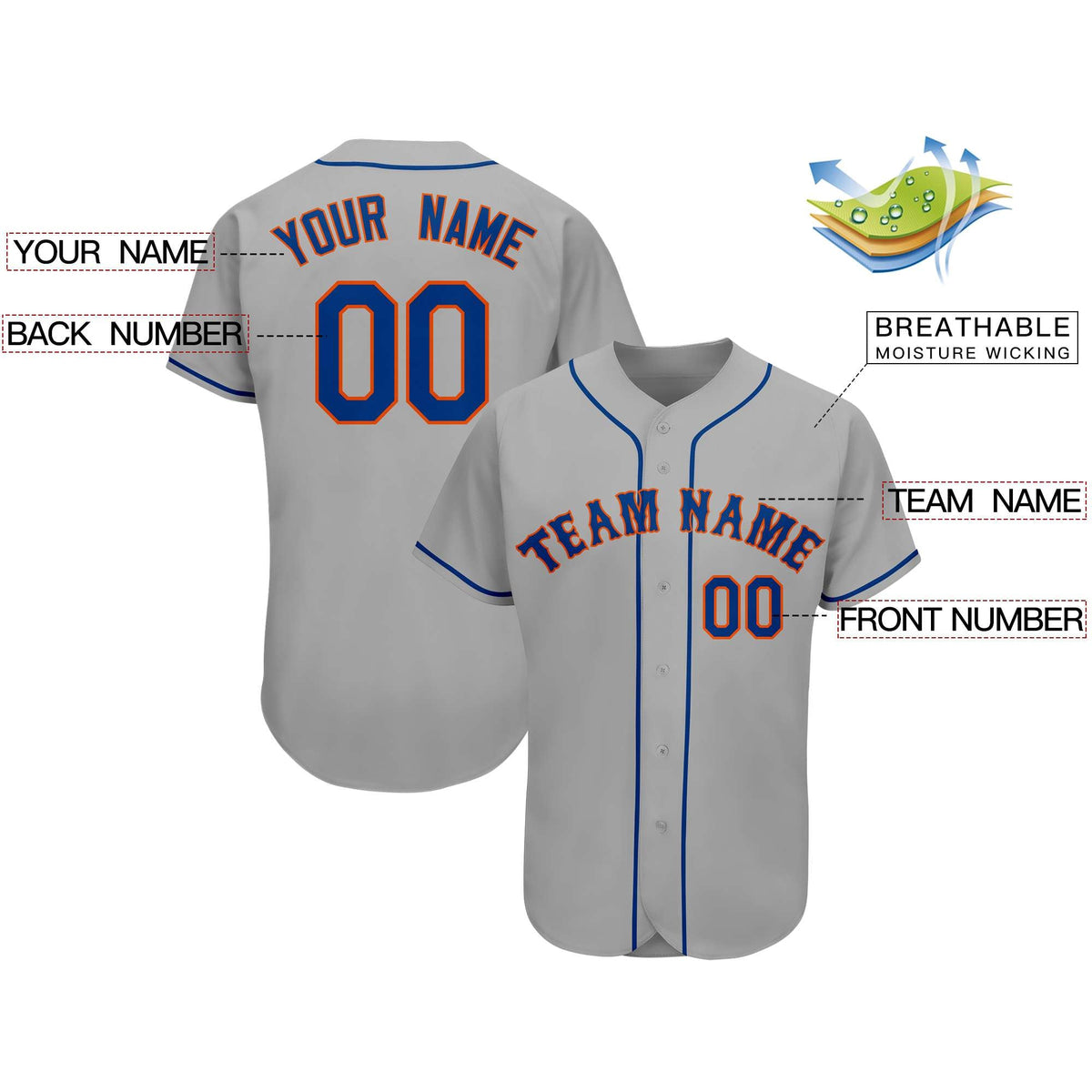 Custom Gray Team Classic Style Authentic Baseball Jersey| KXKSHOP