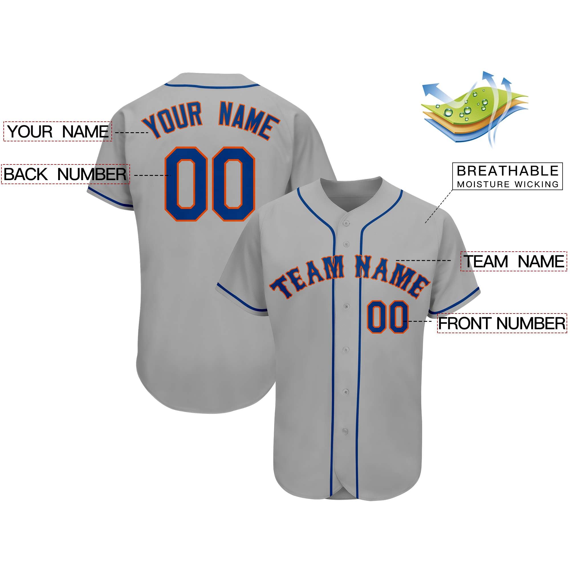 Custom Gray Team Classic Style Authentic Baseball Jersey| KXKSHOP