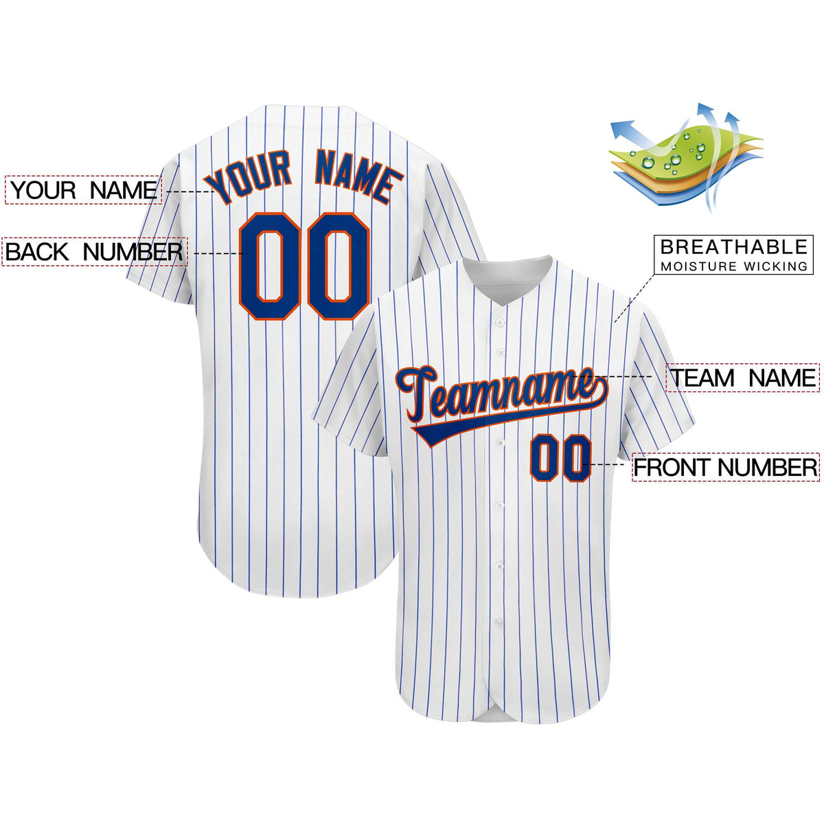 Custom Royal Team Classic Style Stripe Fashion Authentic Baseball Jersey| KXKSHOP
