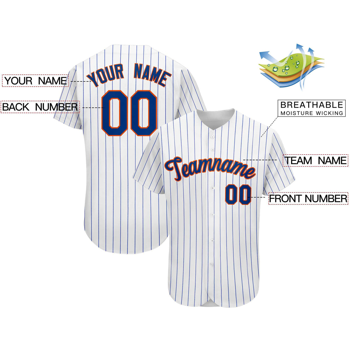 Custom Royal Team Classic Style Stripe Fashion Authentic Baseball Jersey| KXKSHOP