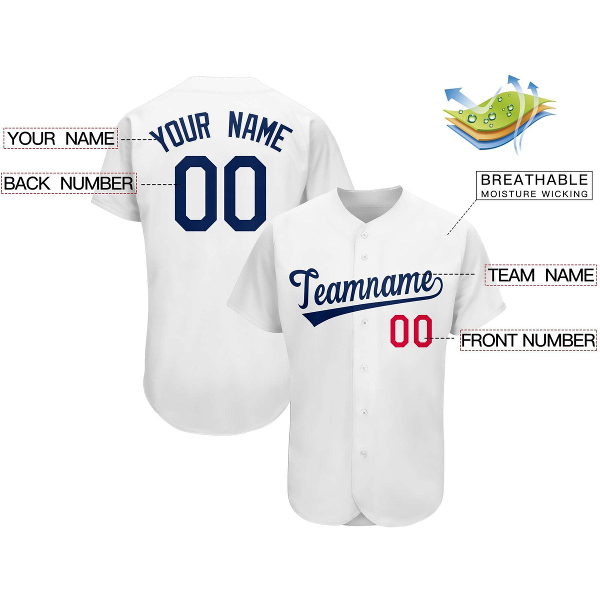 Custom White Team Classic Style Authentic Baseball Jersey| KXKSHOP