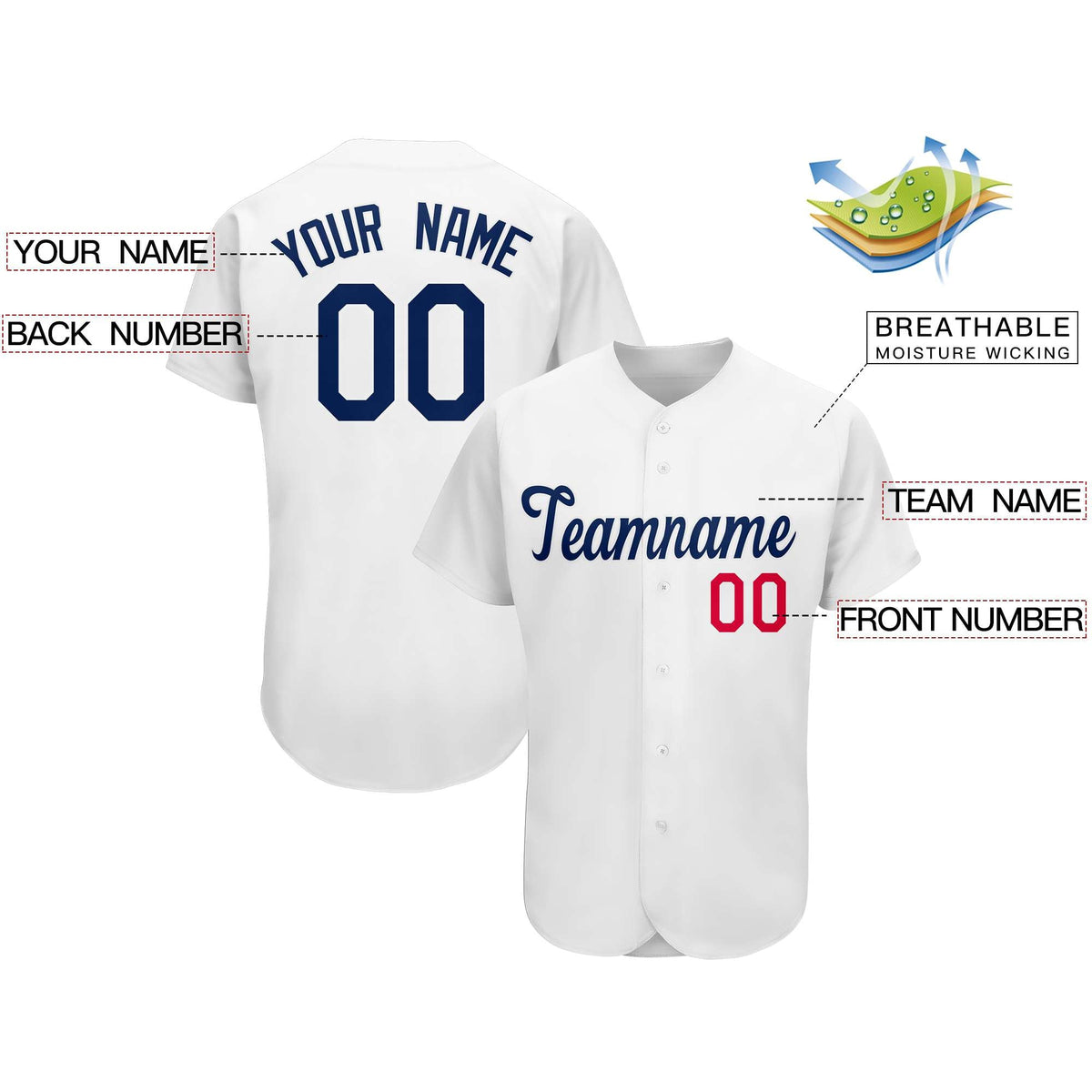 Custom White Team Classic Style Authentic Baseball Jersey| KXKSHOP