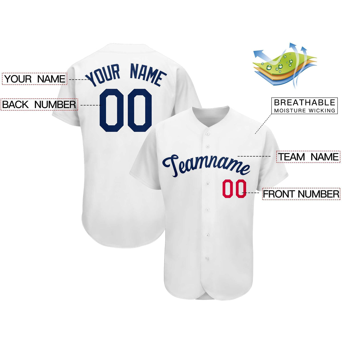Custom White Team Classic Style Authentic Baseball Jersey| KXKSHOP
