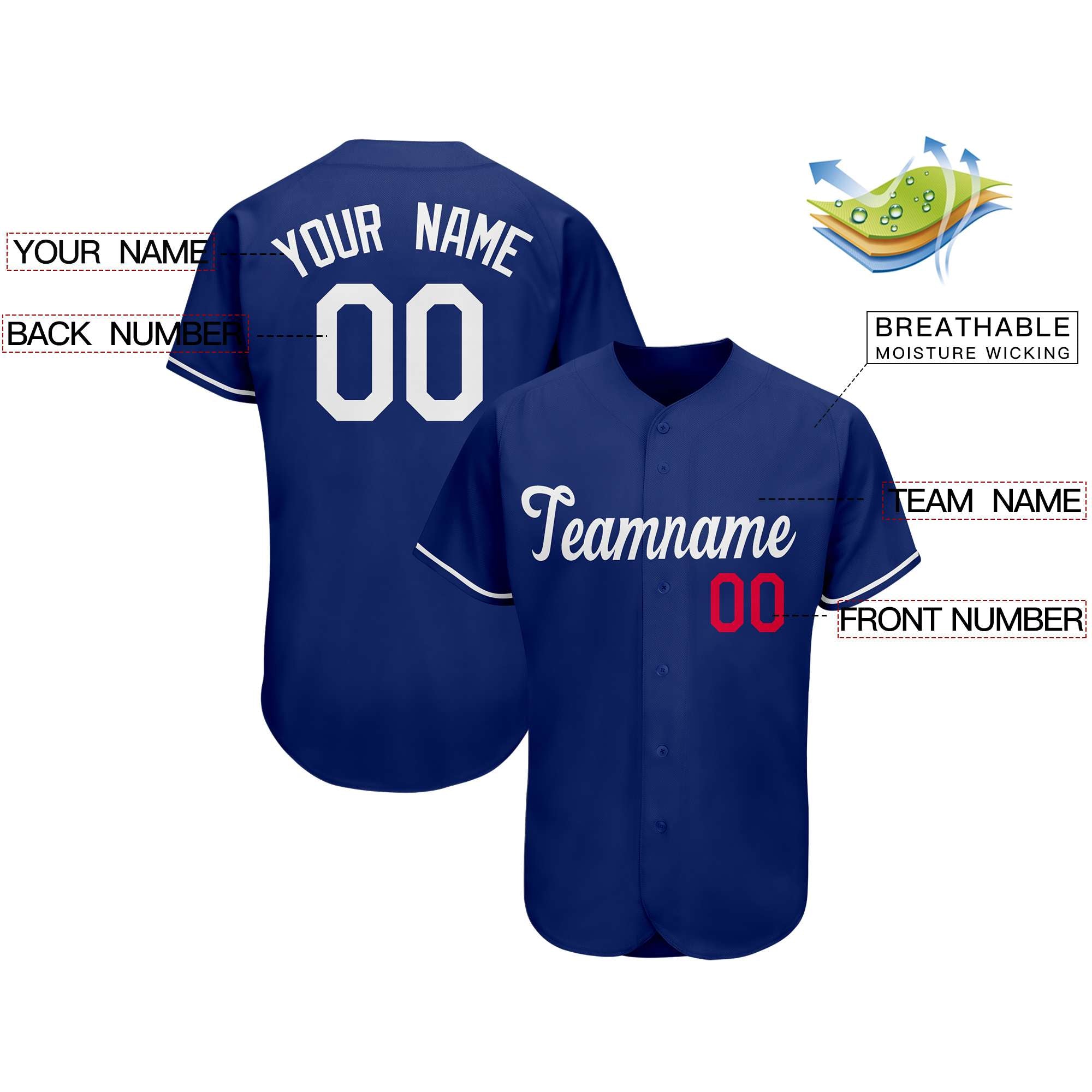 Custom Royal Team Classic Style Authentic Baseball Jersey| KXKSHOP