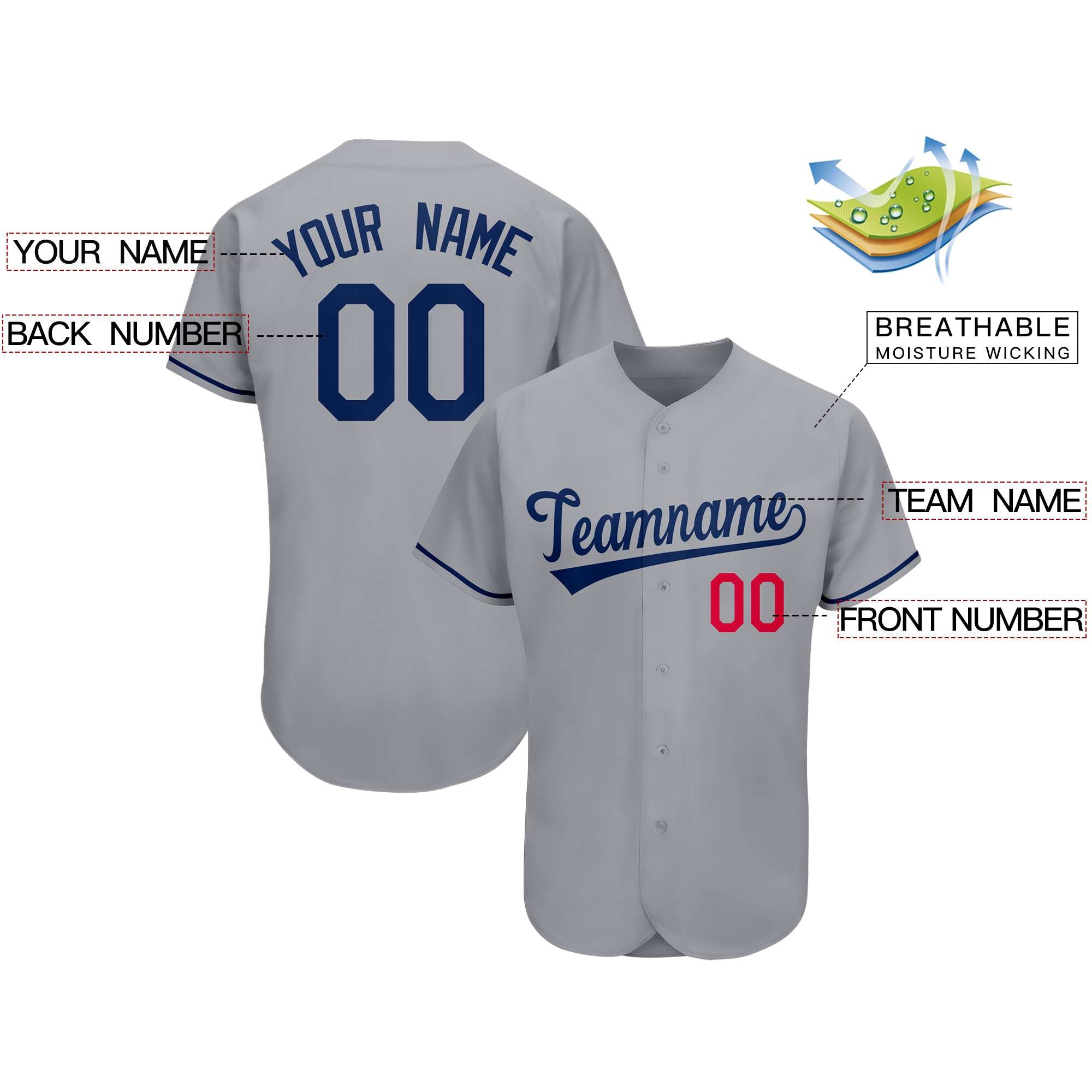 Custom Gray Team Classic Style Authentic Baseball Jersey| KXKSHOP