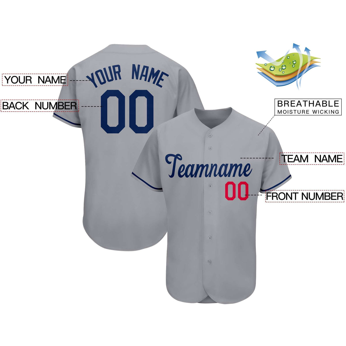 Custom Gray Team Classic Style Authentic Baseball Jersey| KXKSHOP