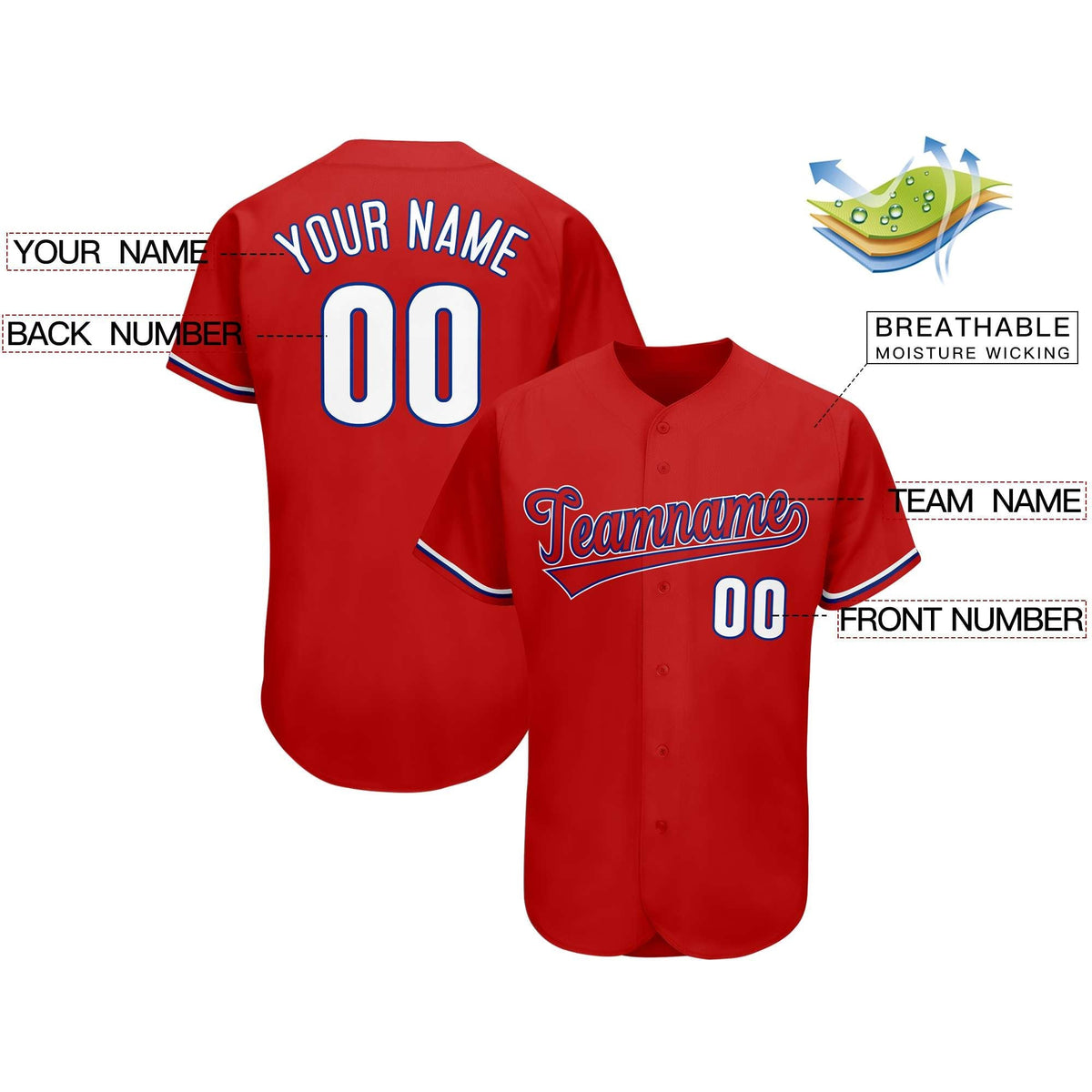 Custom Red Team Classic Style Authentic Baseball Jersey| KXKSHOP