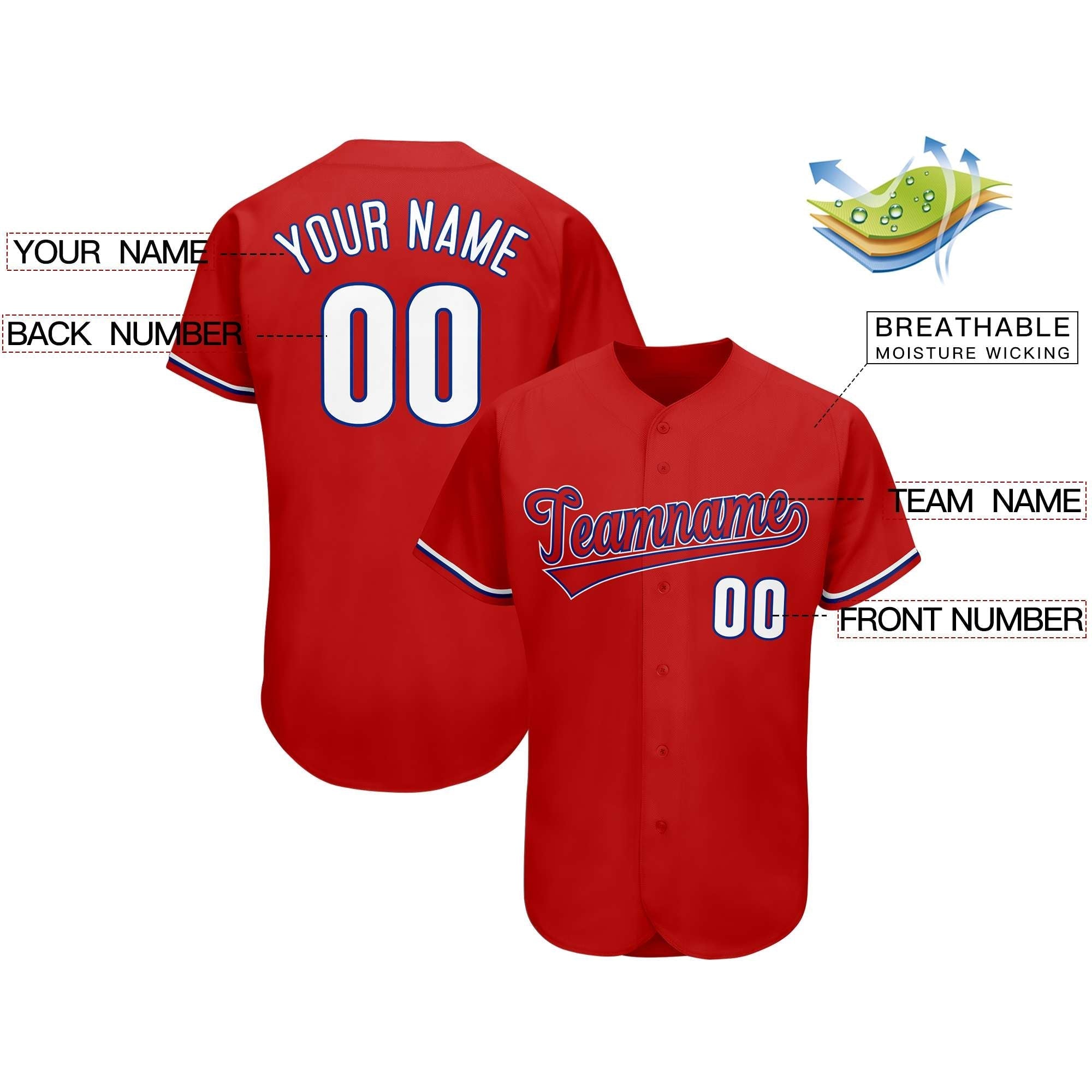 Custom Red Team Classic Style Authentic Baseball Jersey| KXKSHOP