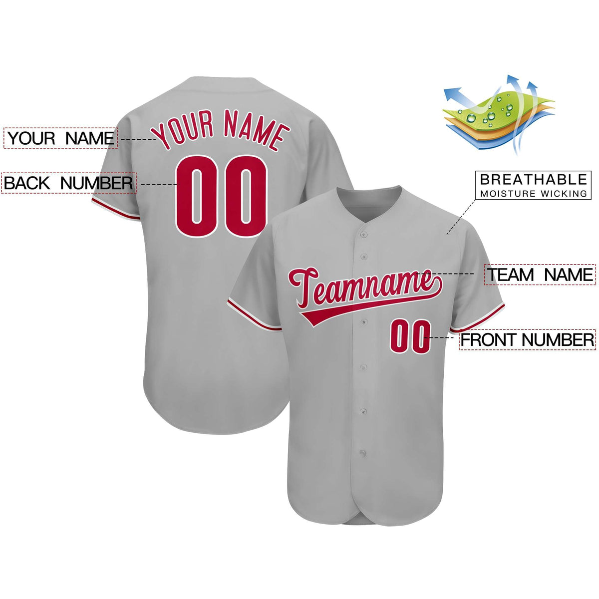 Custom Gray Team Classic Style Authentic Baseball Jersey| KXKSHOP