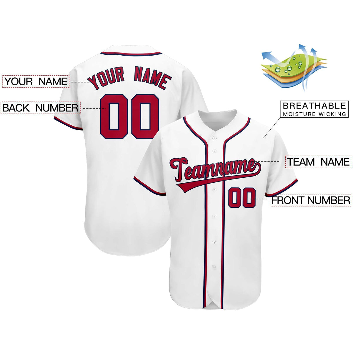 Custom White Team Classic Style Authentic Baseball Jersey| KXKSHOP