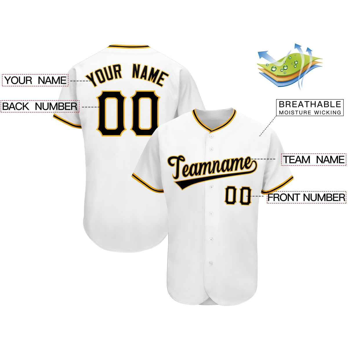 Custom White Team Classic Style Authentic Baseball Jersey| KXKSHOP
