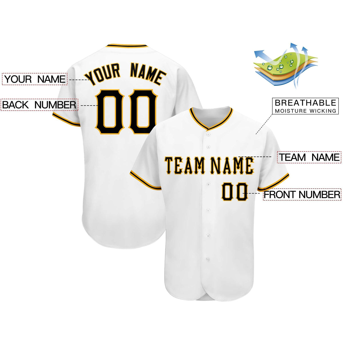 Custom White Team Classic Style Authentic Baseball Jersey| KXKSHOP