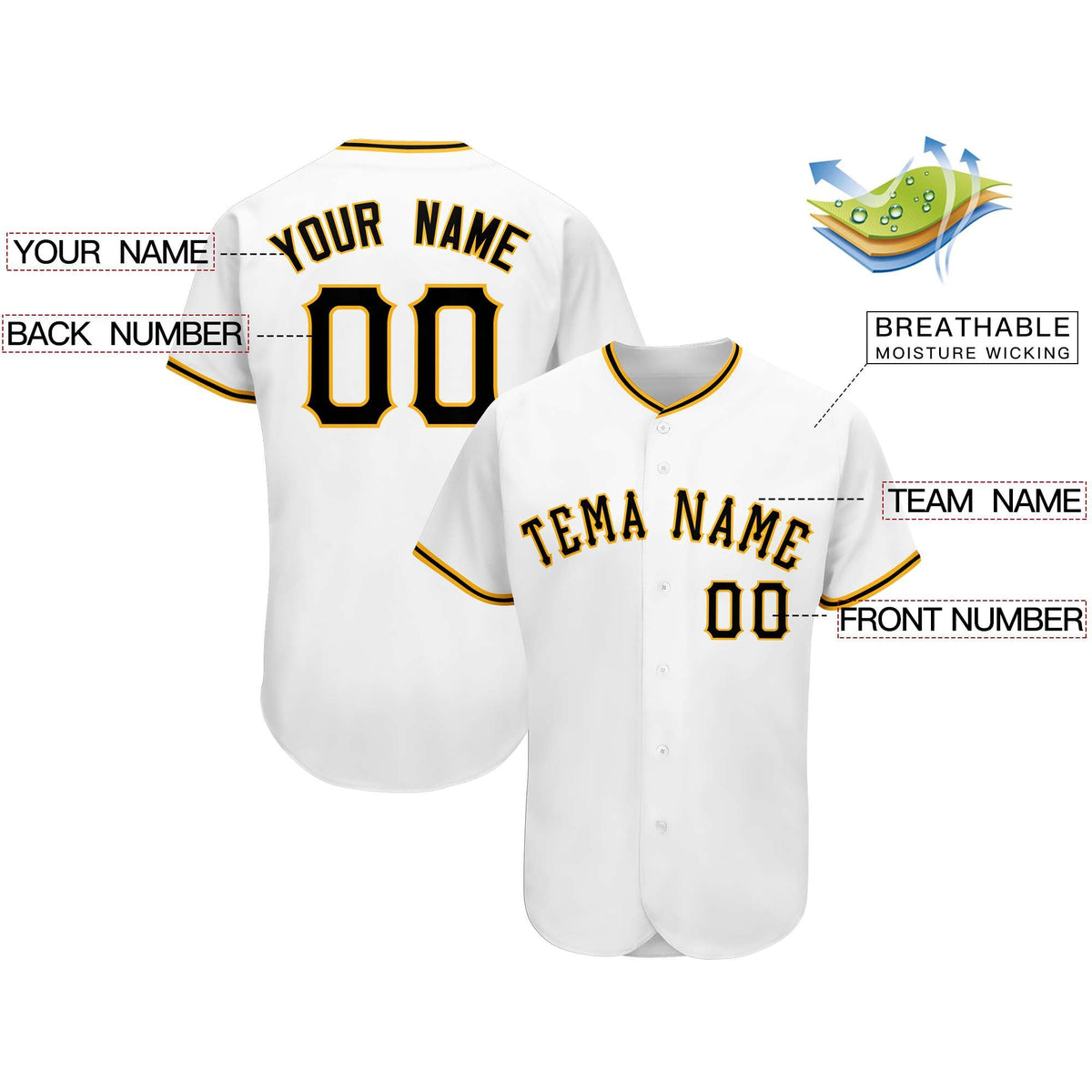 Custom White Team Classic Style Authentic Baseball Jersey| KXKSHOP