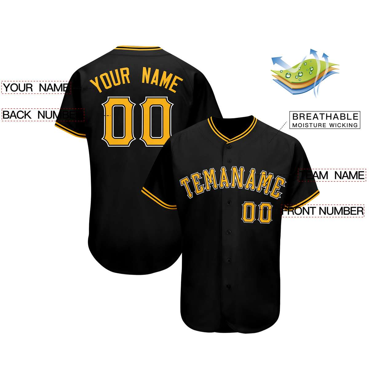 Custom Black Team Classic Style Authentic Baseball Jersey| KXKSHOP