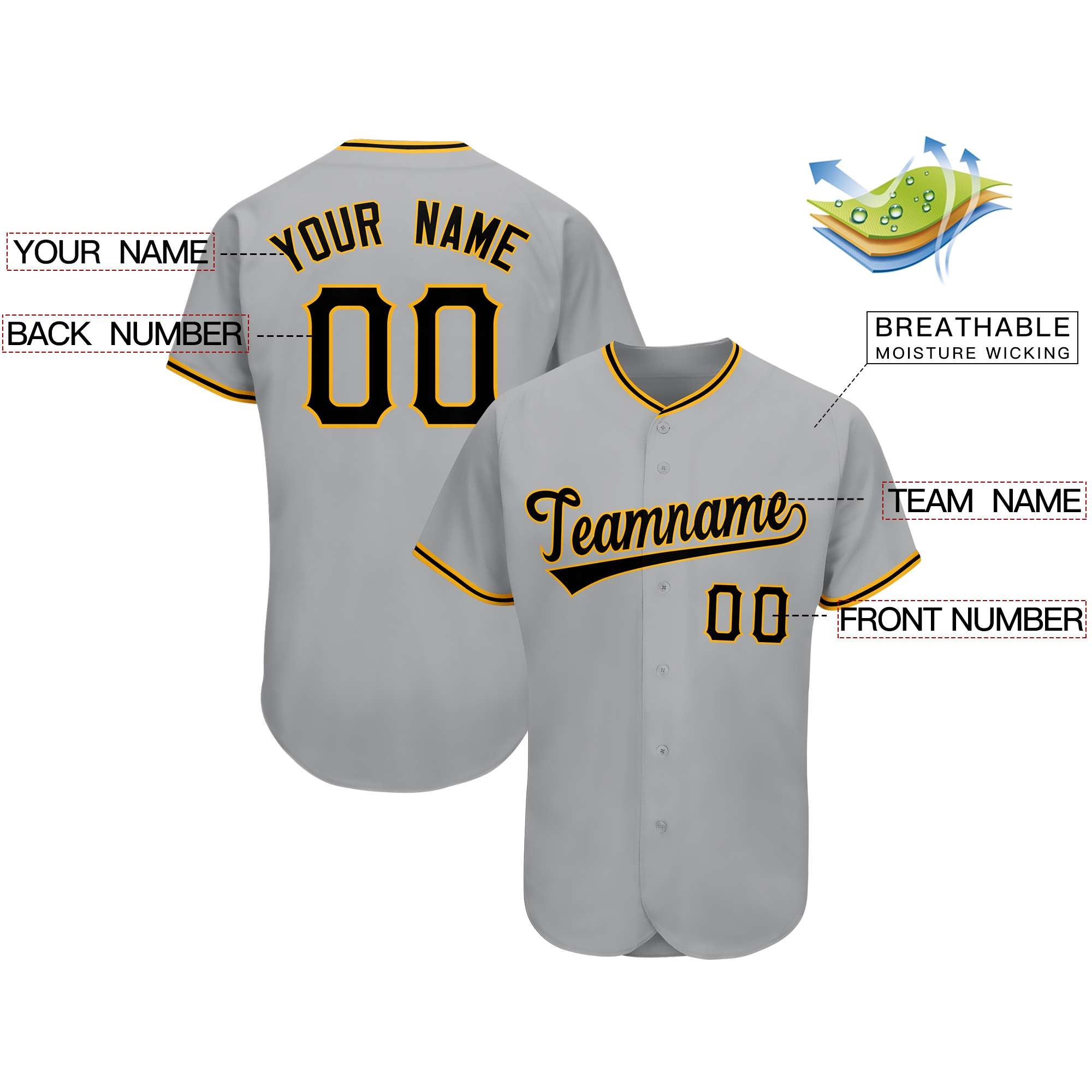 Custom Gray Team Classic Style Authentic Baseball Jersey| KXKSHOP