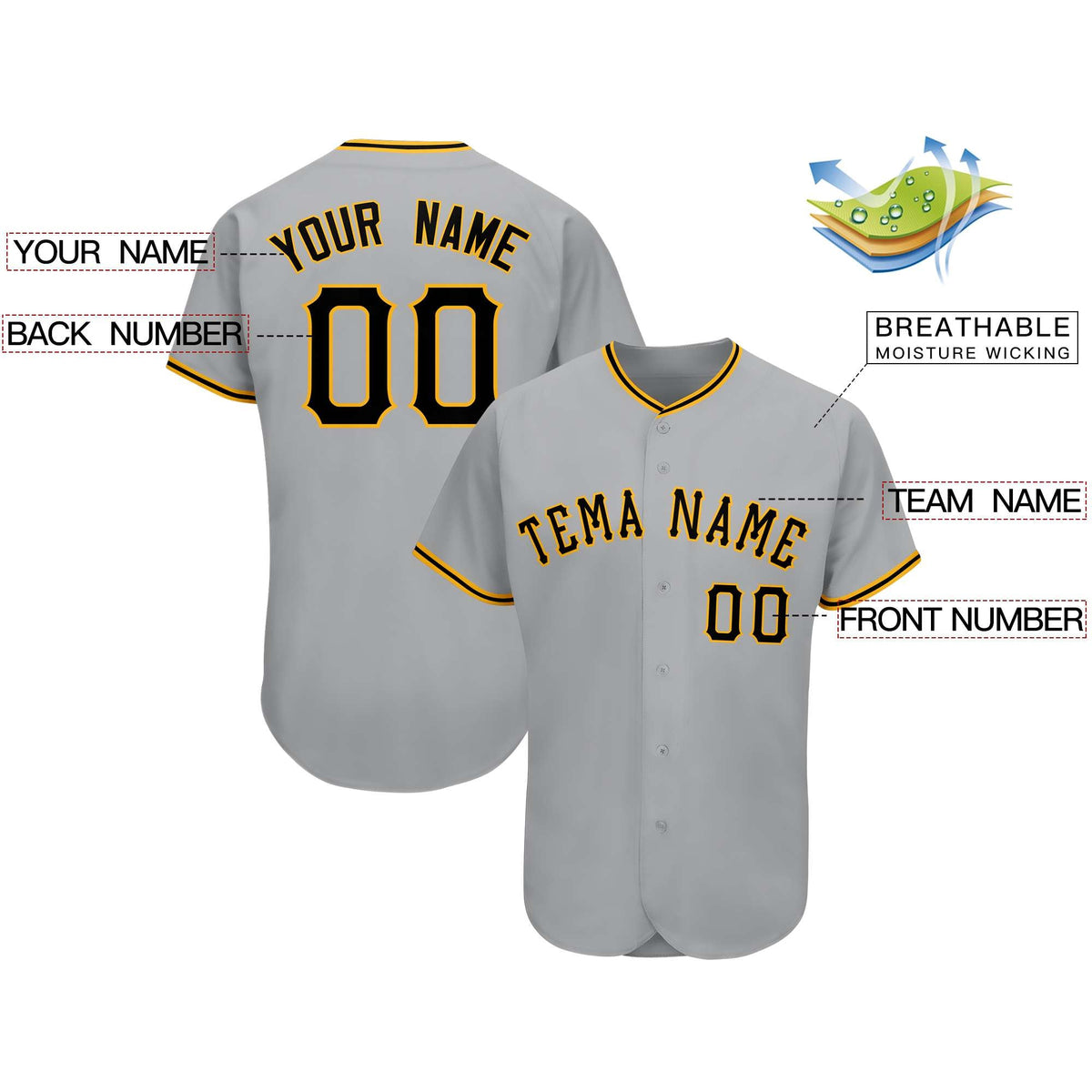 Custom Gray Team Classic Style Authentic Baseball Jersey| KXKSHOP