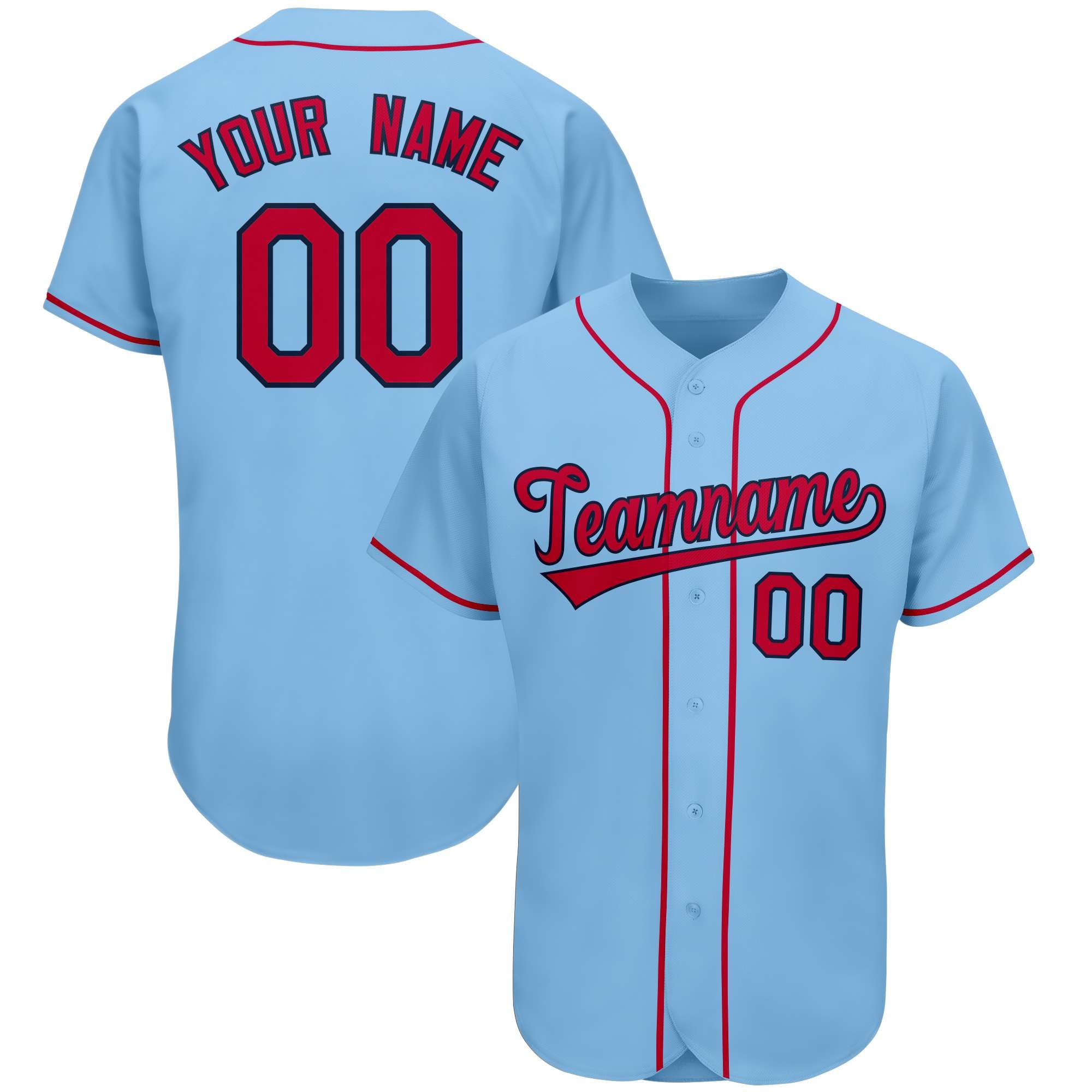 Custom Light Blue Team Classic Style Authentic Baseball Jersey| KXKSHOP
