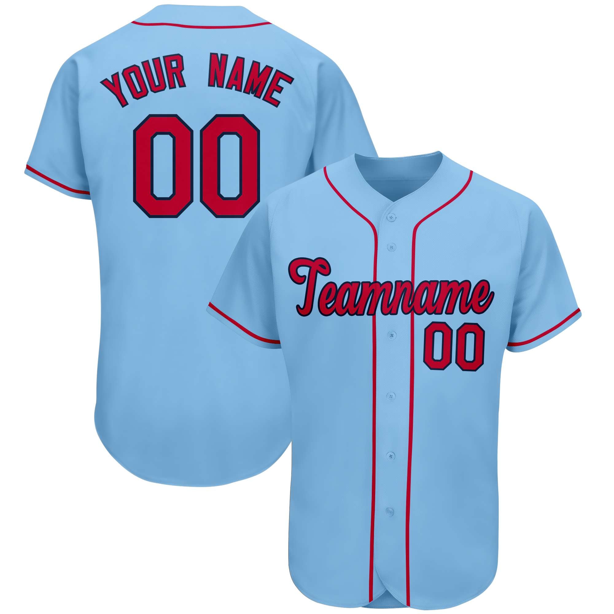 Custom Light Blue Team Classic Style Authentic Baseball Jersey| KXKSHOP