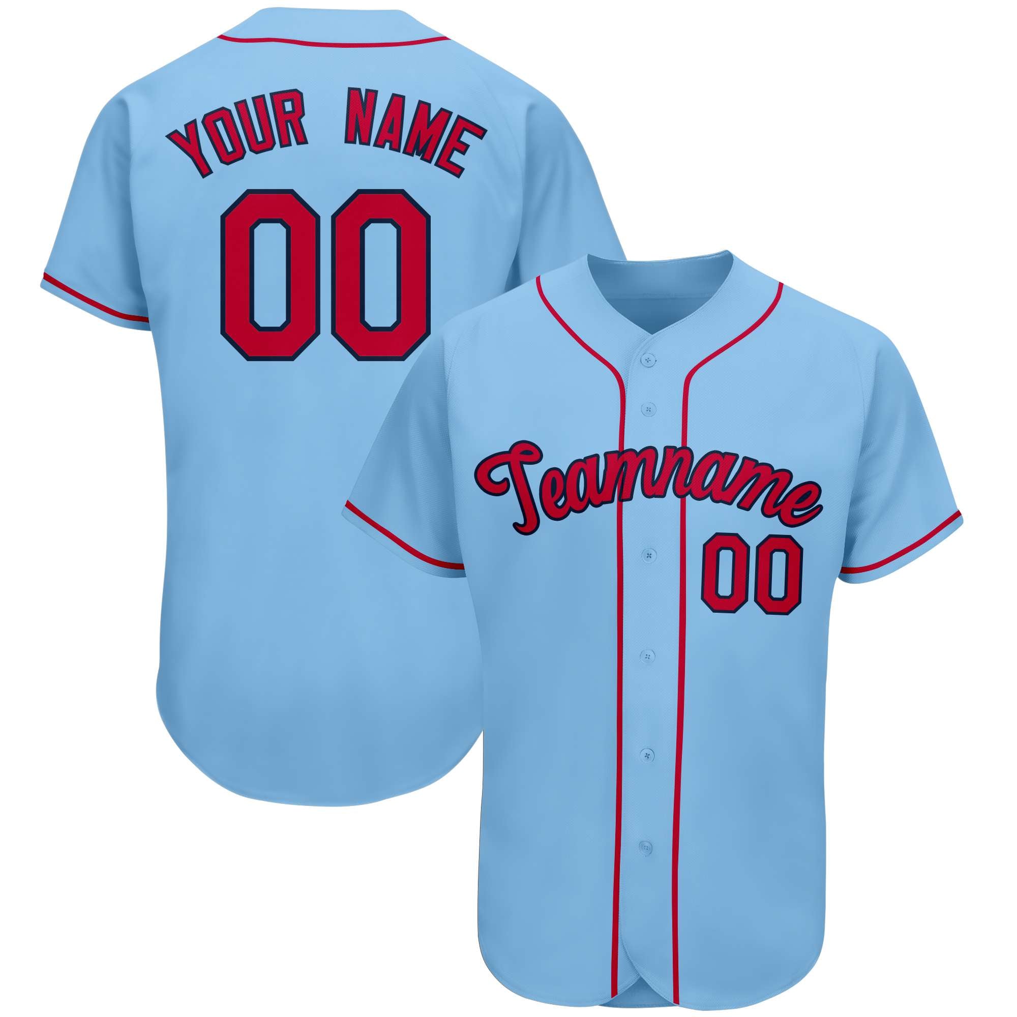 Custom Light Blue Team Classic Style Authentic Baseball Jersey| KXKSHOP