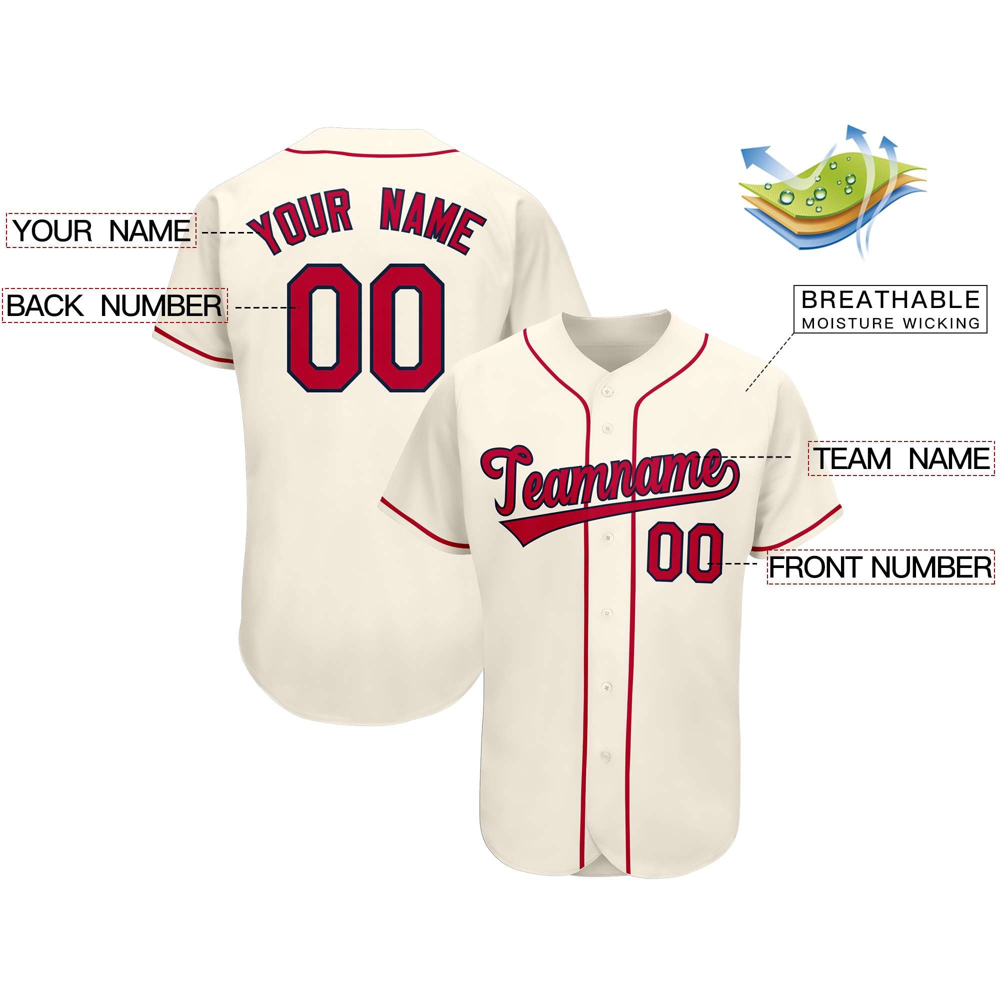 Custom Cream Team Classic Style Authentic Baseball Jersey| KXKSHOP