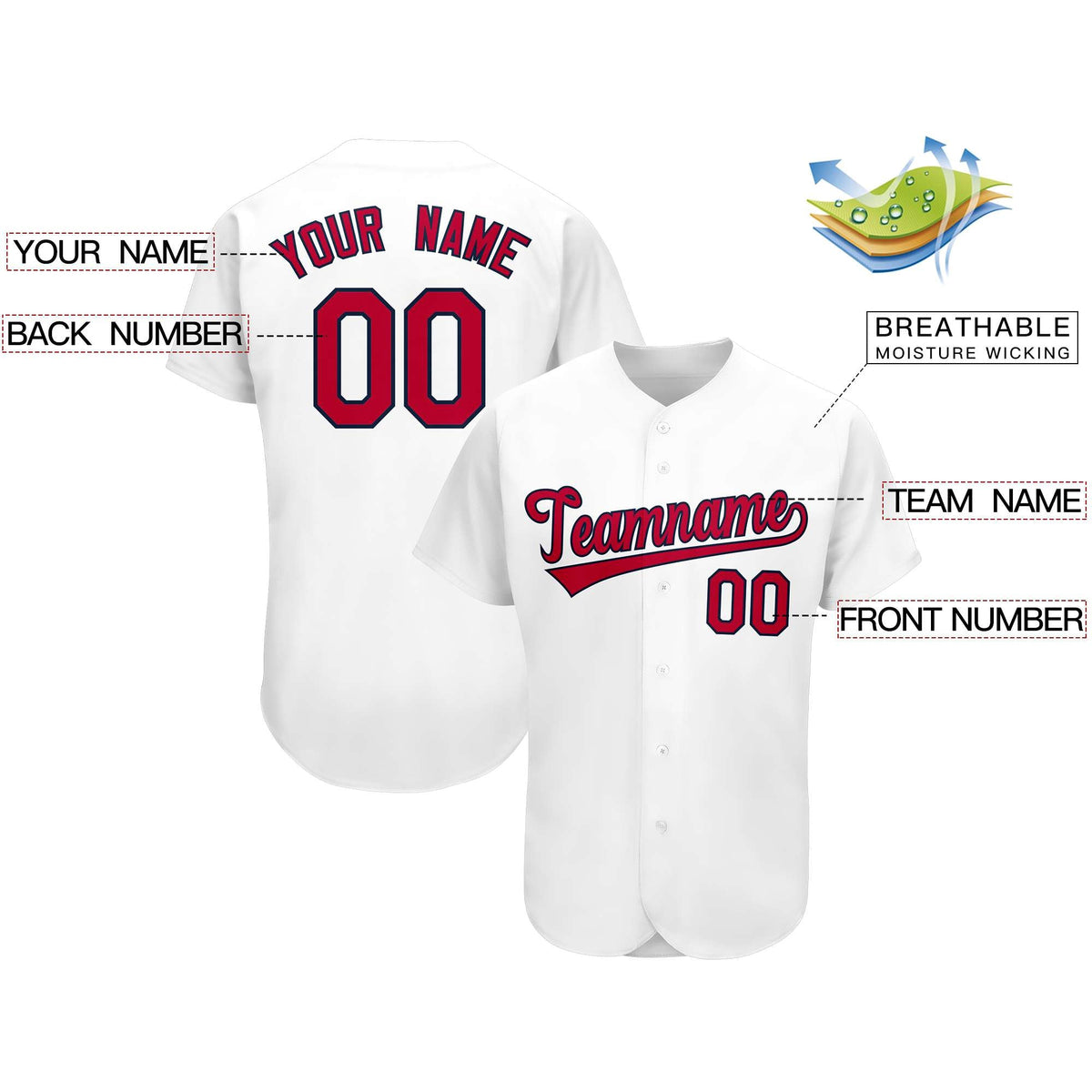 Custom White Team Classic Style Authentic Baseball Jersey| KXKSHOP
