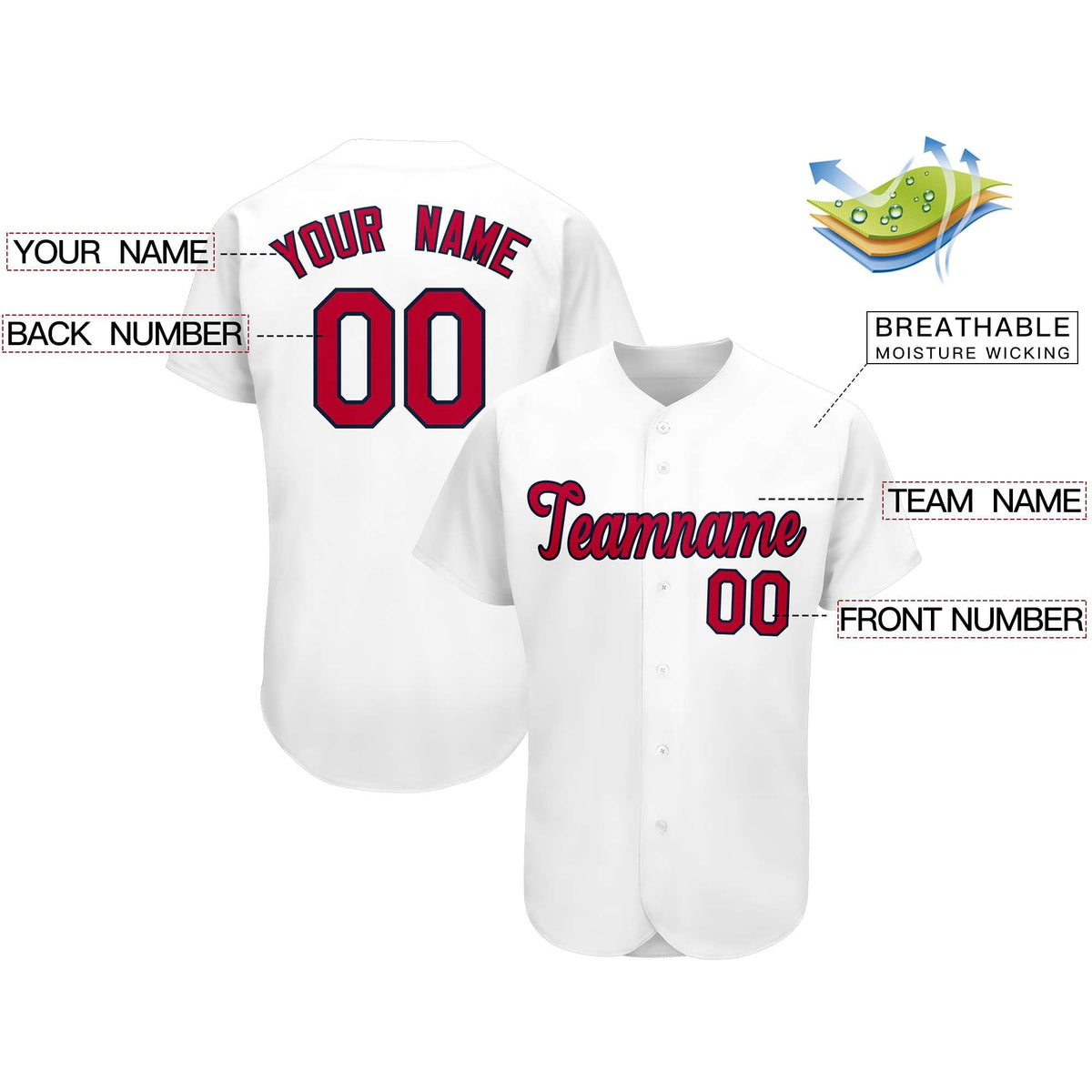 Custom White Team Classic Style Authentic Baseball Jersey| KXKSHOP