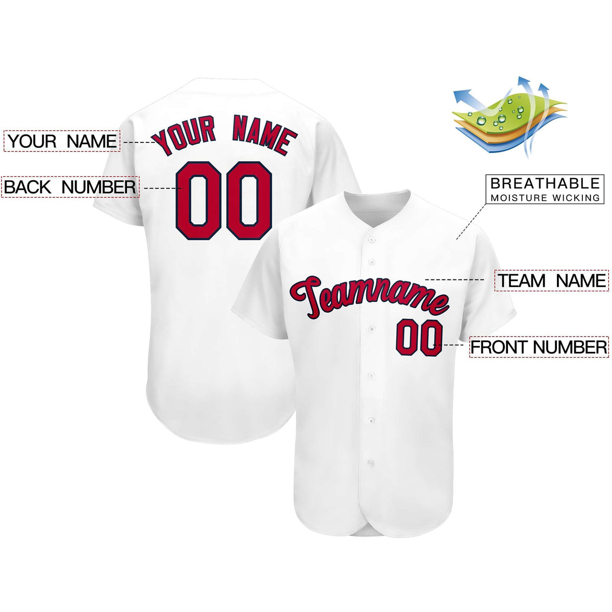 Custom White Team Classic Style Authentic Baseball Jersey| KXKSHOP