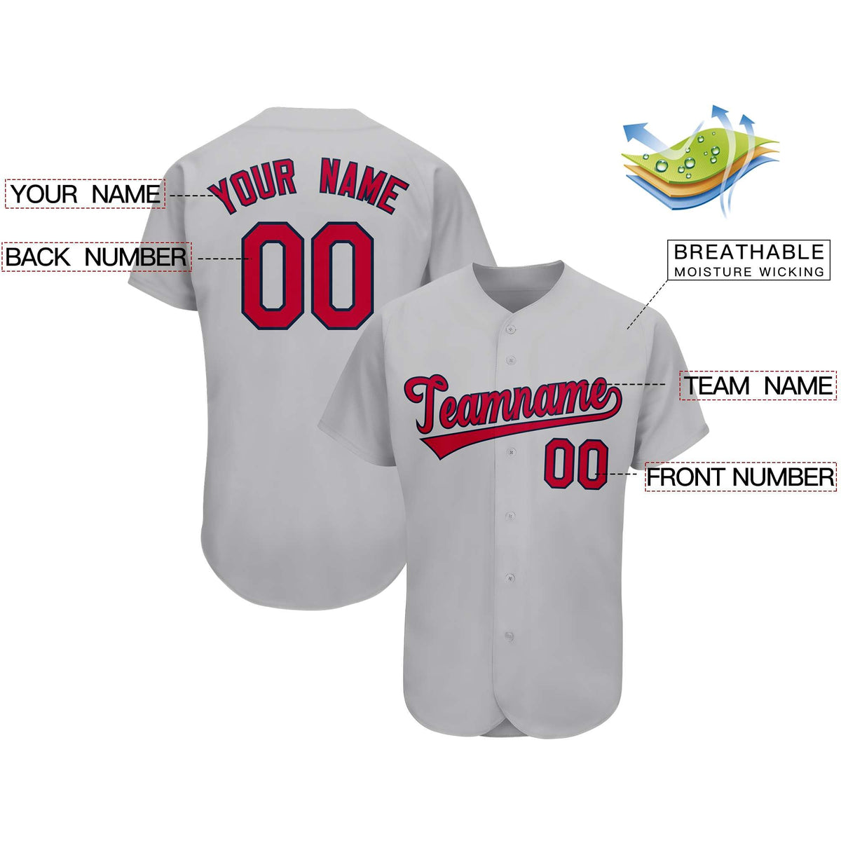 Custom Gray Team Classic Style Authentic Baseball Jersey| KXKSHOP