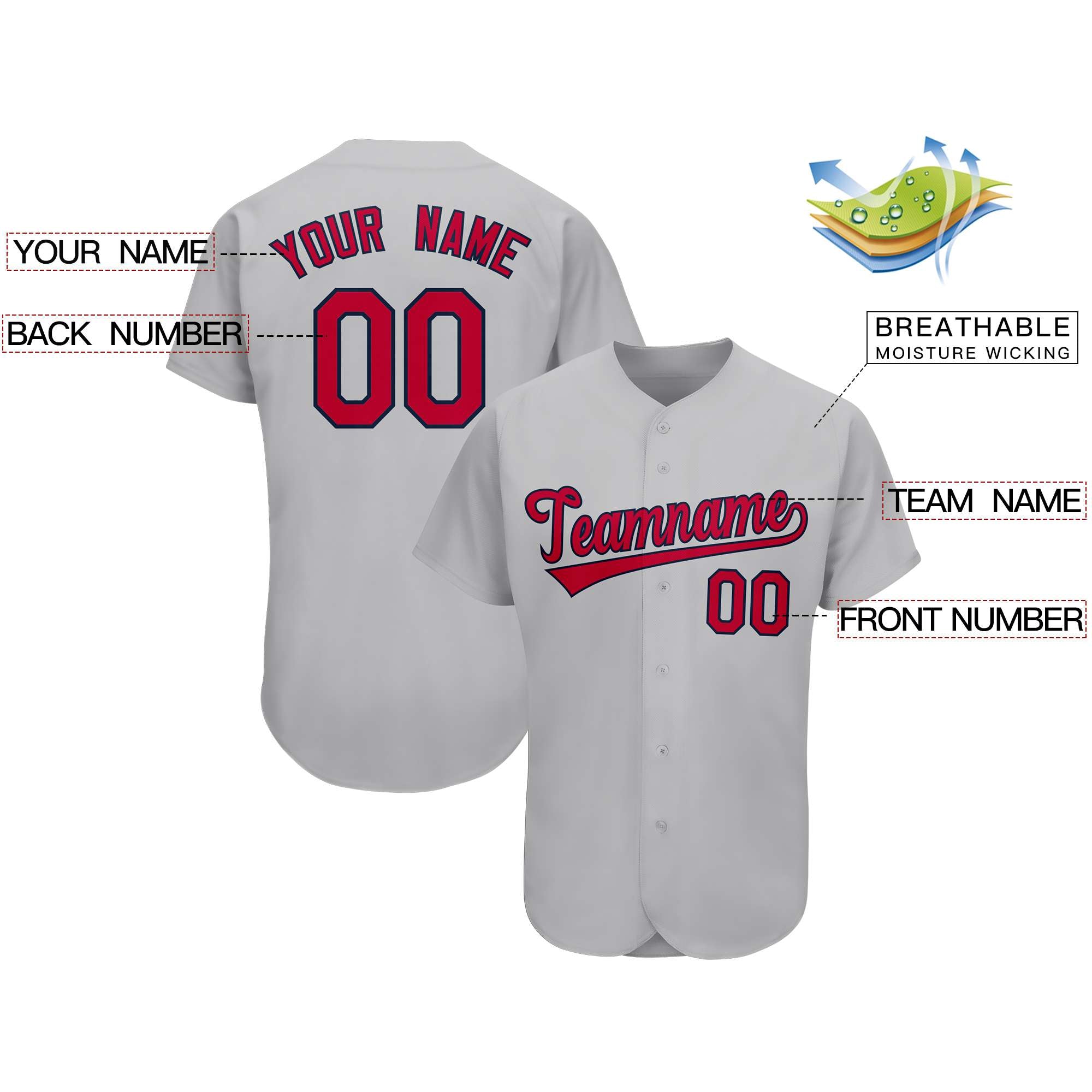 Custom Gray Team Classic Style Authentic Baseball Jersey| KXKSHOP