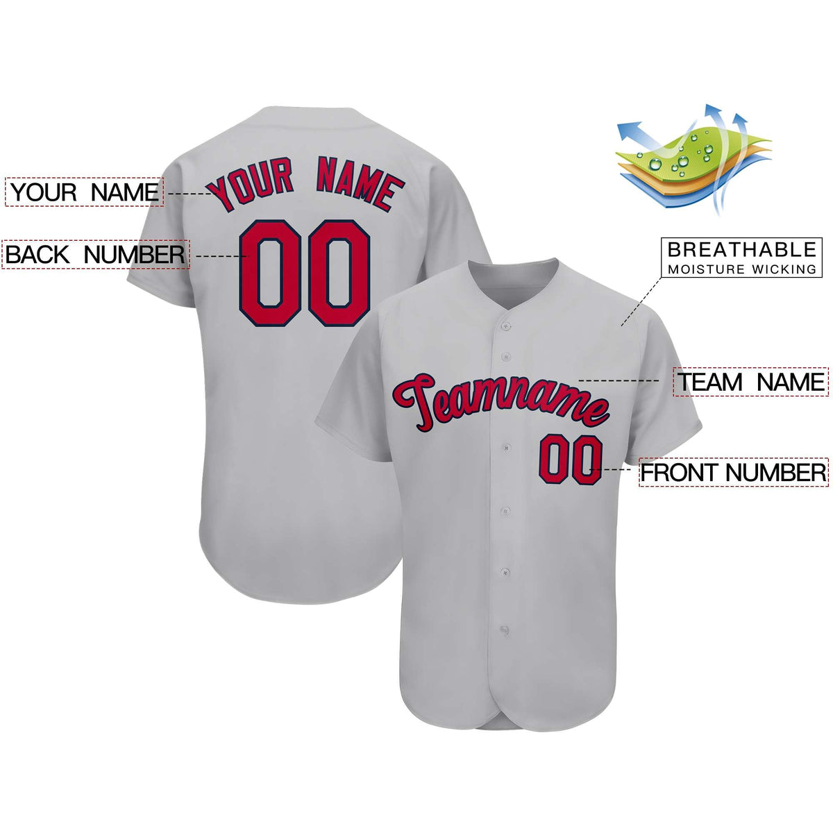 Custom Gray Team Classic Style Authentic Baseball Jersey| KXKSHOP
