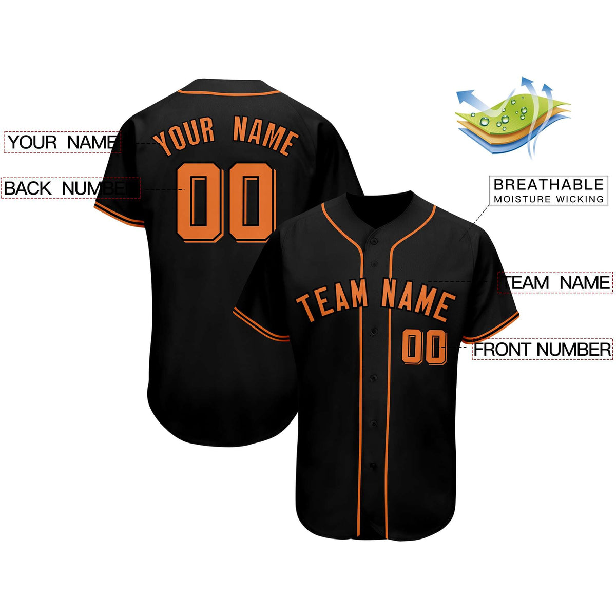 Custom Black Team Classic Style Authentic Baseball Jersey| KXKSHOP