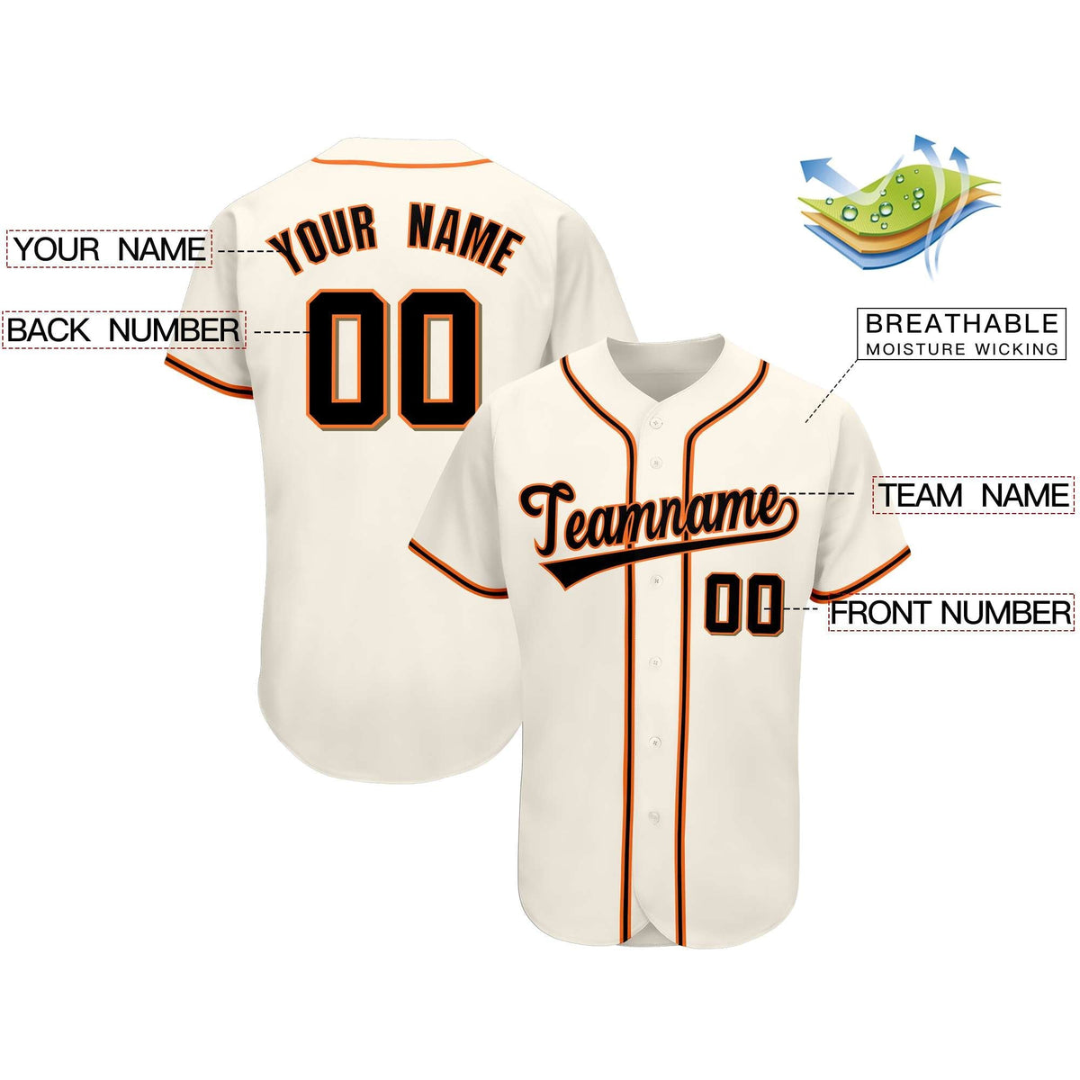 Custom Cream Team Classic Style Authentic Baseball Jersey| KXKSHOP