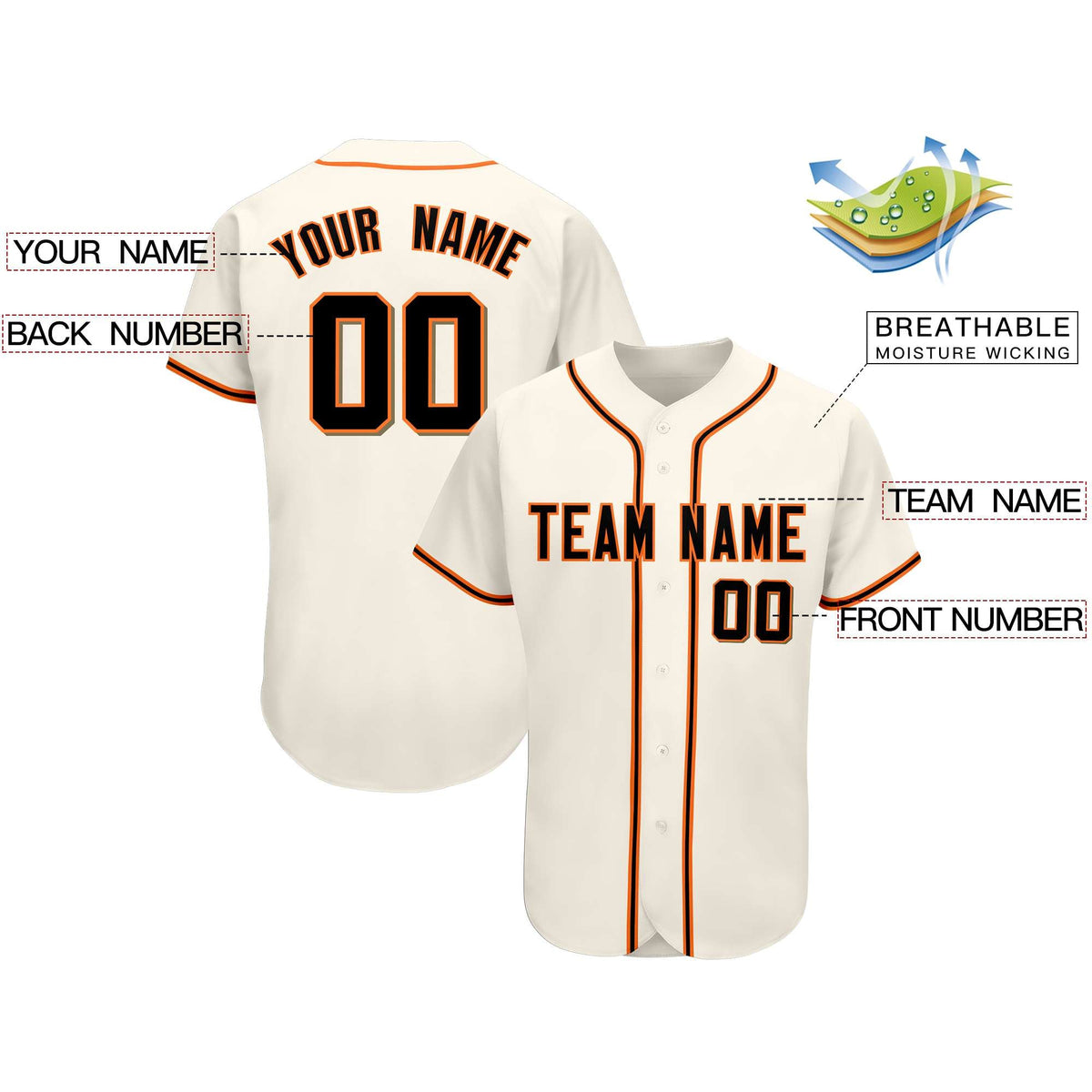 Custom Cream Team Classic Style Authentic Baseball Jersey| KXKSHOP