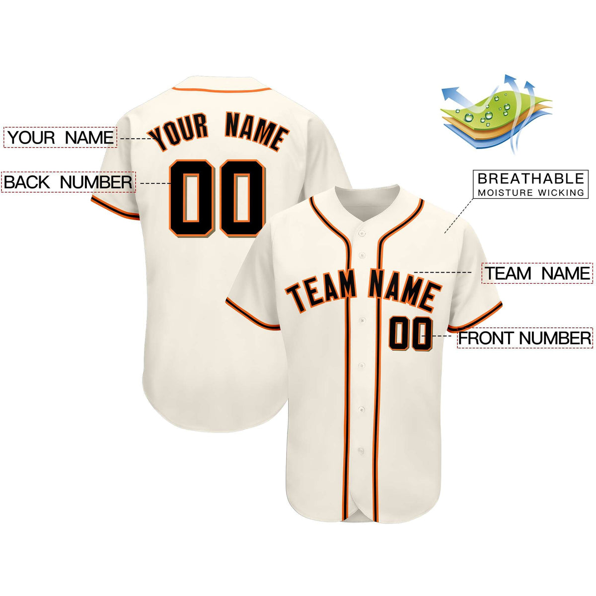 Custom Cream Team Classic Style Authentic Baseball Jersey| KXKSHOP