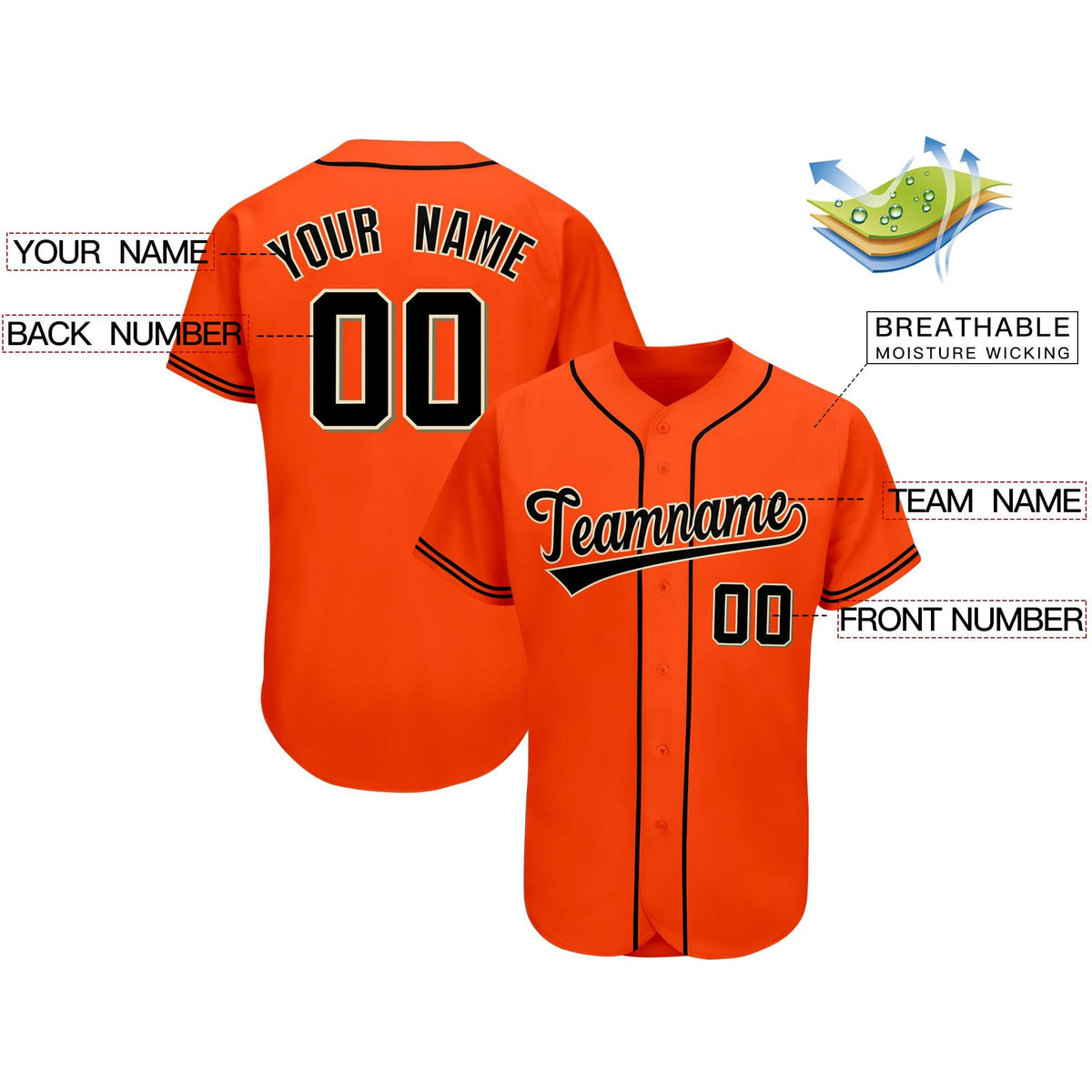 Custom Orange Team Classic Style Authentic Baseball Jersey| KXKSHOP