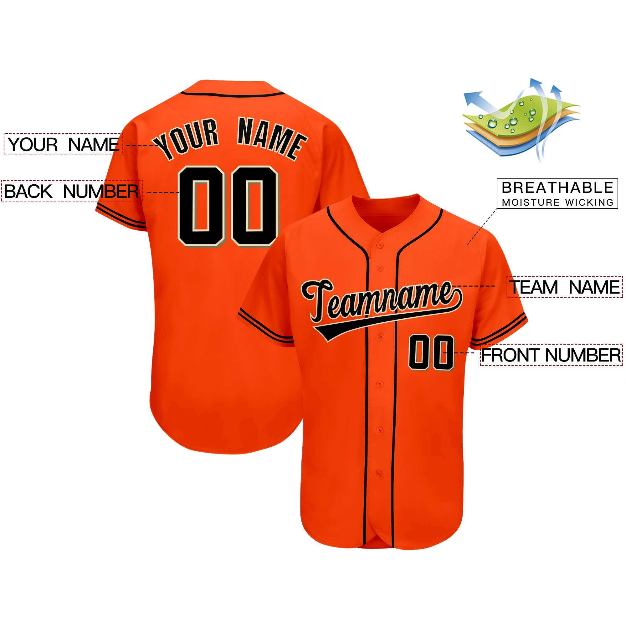 Custom Orange Team Classic Style Authentic Baseball Jersey| KXKSHOP