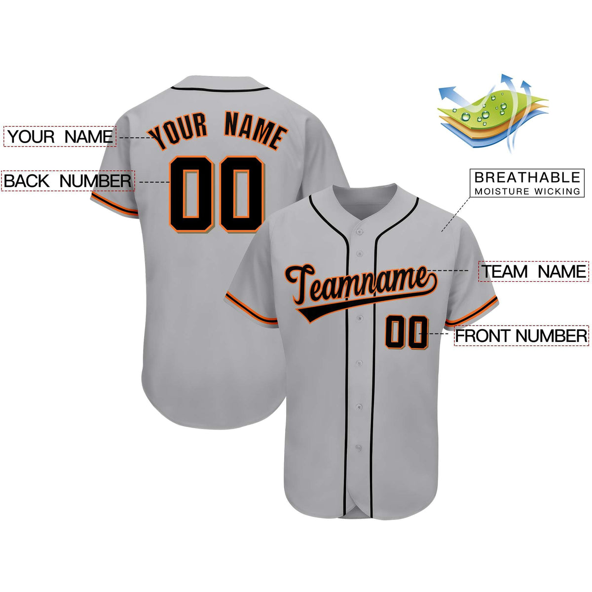 Custom Gray Team Classic Style Authentic Baseball Jersey| KXKSHOP