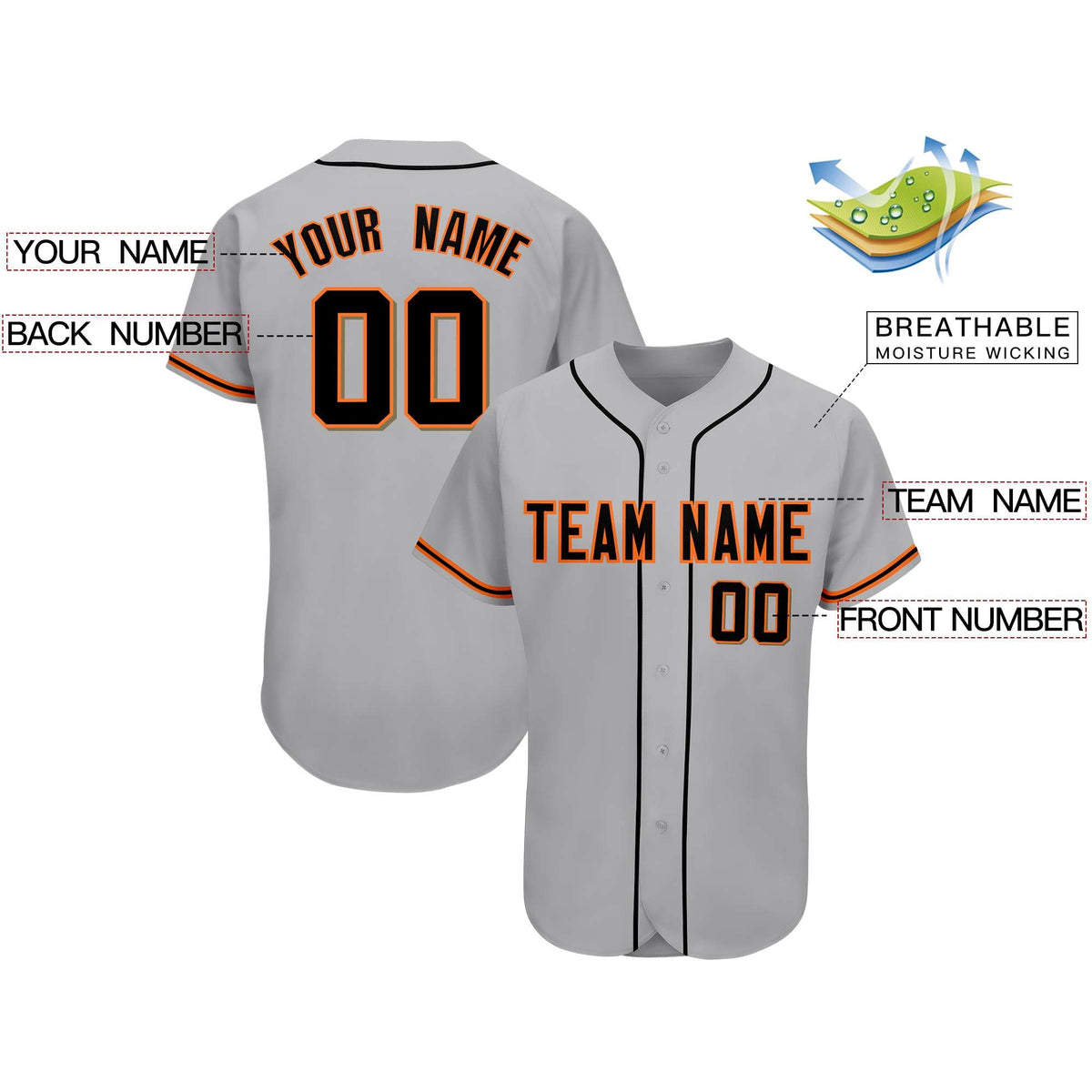 Custom Gray Team Classic Style Authentic Baseball Jersey| KXKSHOP