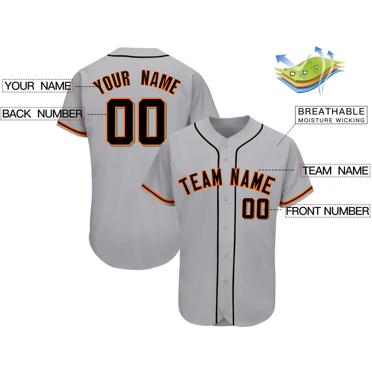 Custom Gray Team Classic Style Authentic Baseball Jersey| KXKSHOP