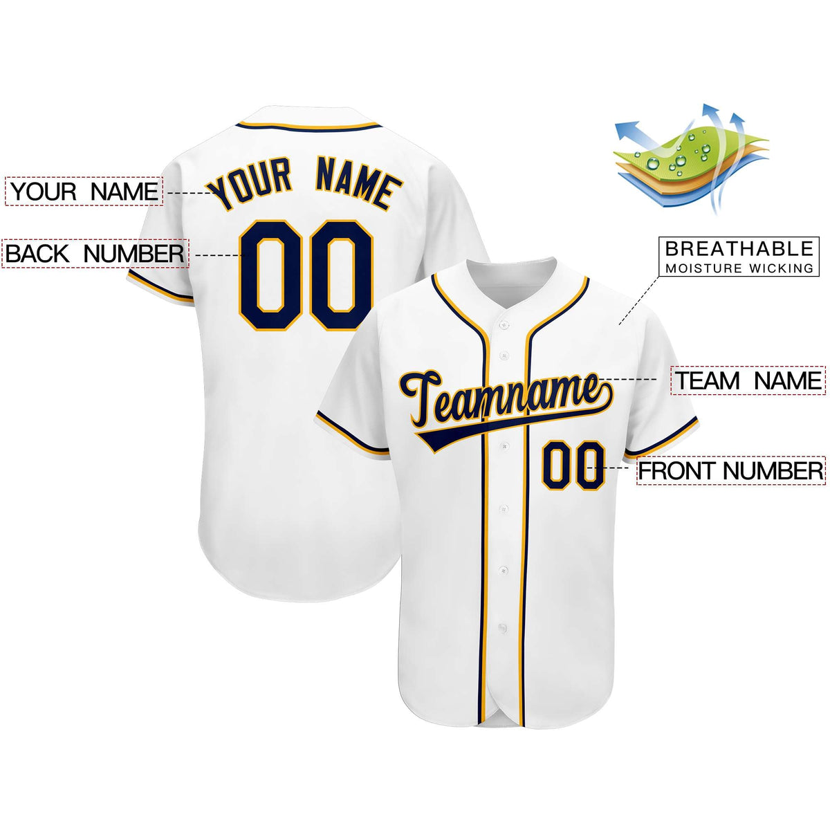 Custom White Team Classic Style Authentic Baseball Jersey| KXKSHOP