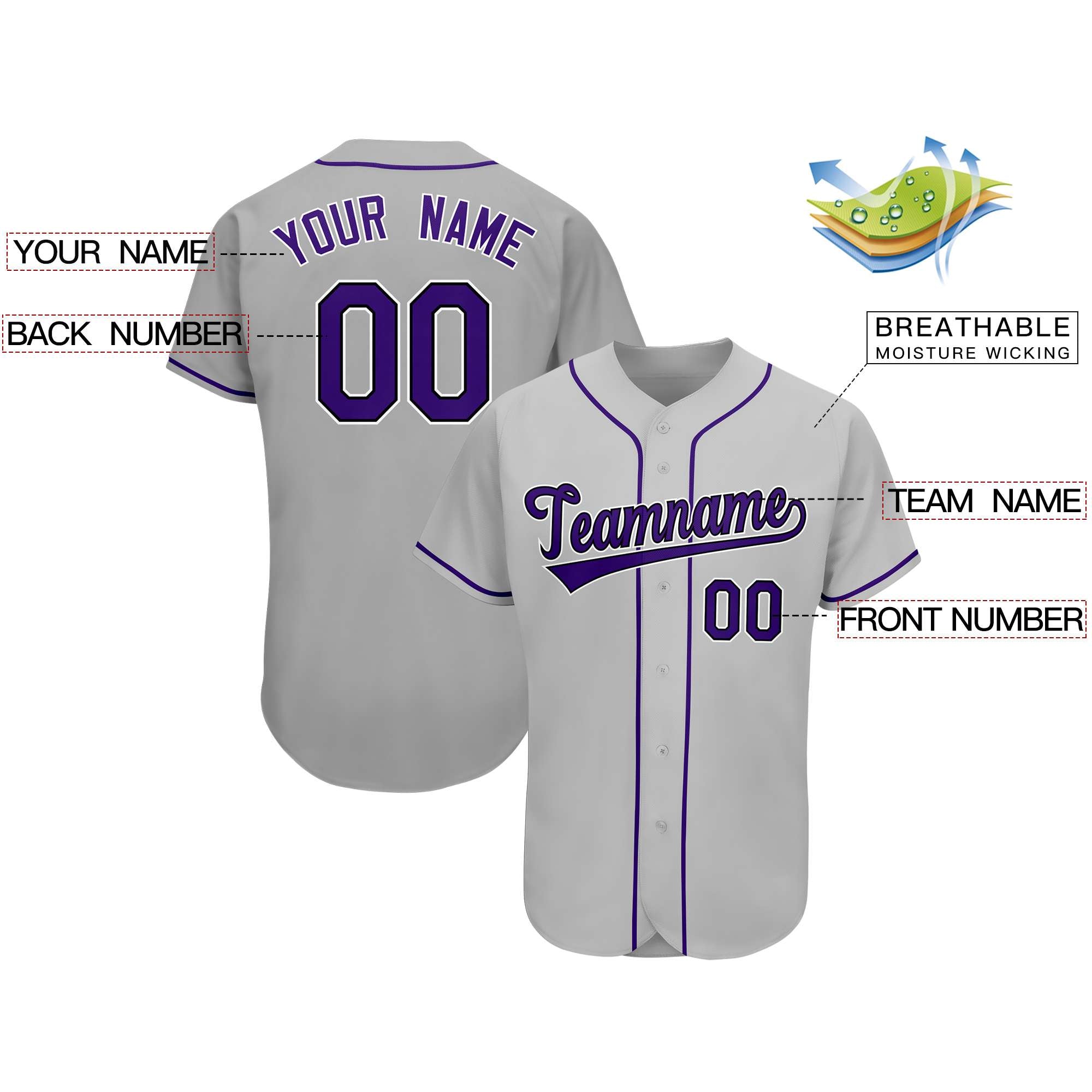 Custom Gray Team Classic Style Authentic Baseball Jersey| KXKSHOP