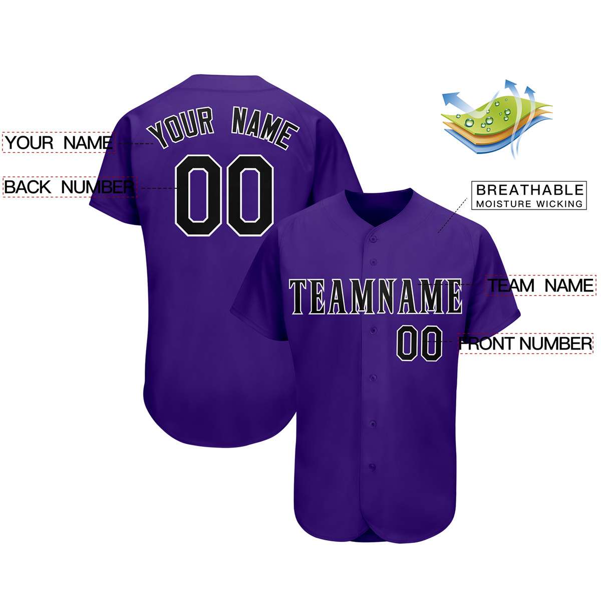 Custom Purple Team Classic Style Authentic Baseball Jersey| KXKSHOP